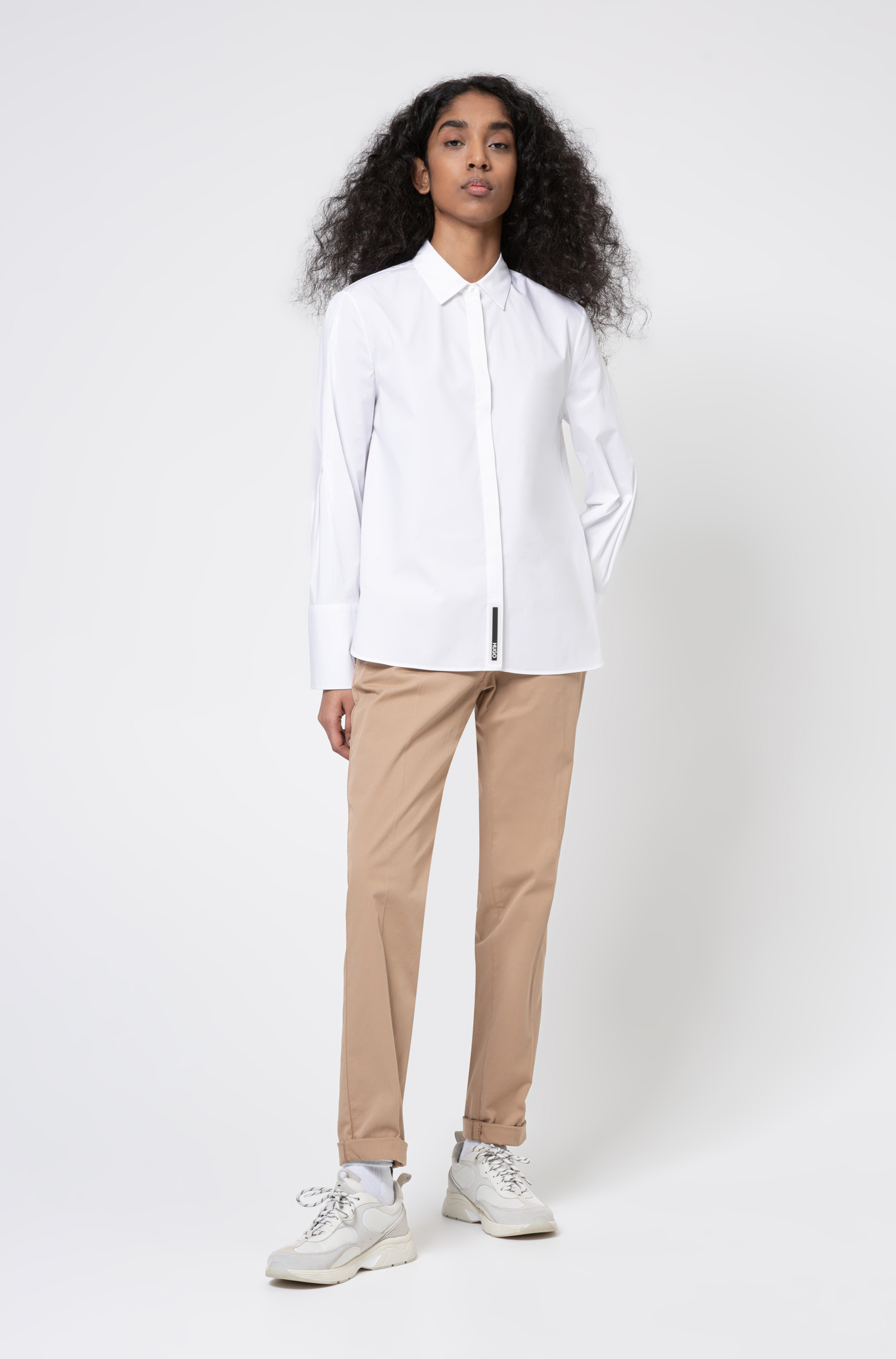 HUGO 50449602 Hecia-1-D 10234402 01 Damen Hose Stretch Light Beige 270