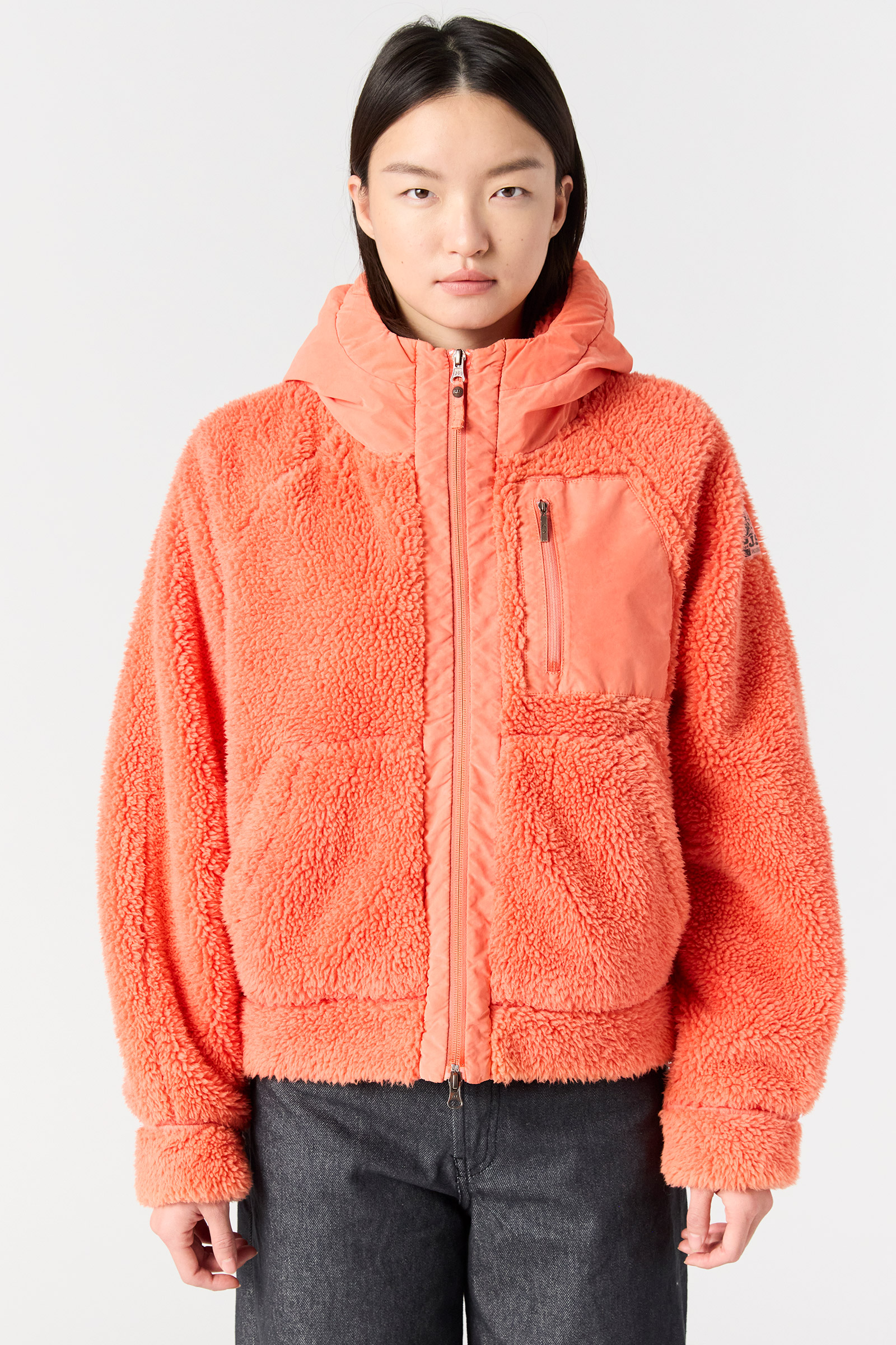 PARAJUMPERS PY31 CREAMY  FLEECE TEDDY ZIP JACKE GRENADINE