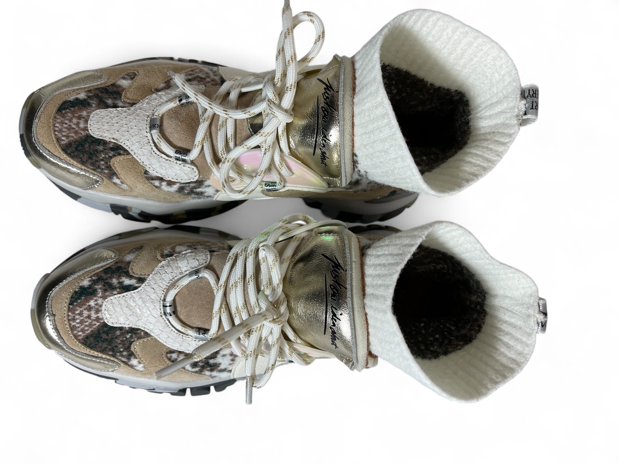 JOIA 2502093 LAZY  Leather Stretch Sock Sneaker White Beige