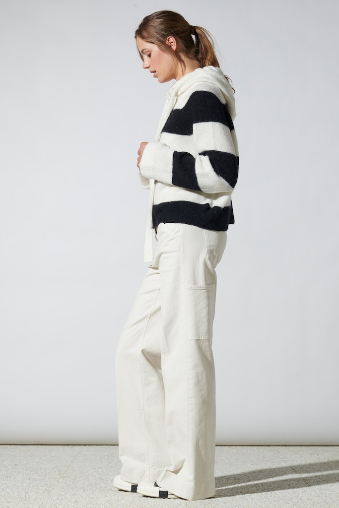 LUISA CERANO 178207/5311-0 Strick Hoodie mit Bold-Stripes Alpaka chalk multi