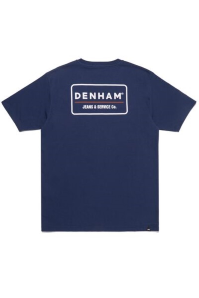 DENHAM 01-22-10-52-061 CRESTON REG TEE CJ  Herren T-Shirt mit Logo- und Rückenprint BLUE FOG.