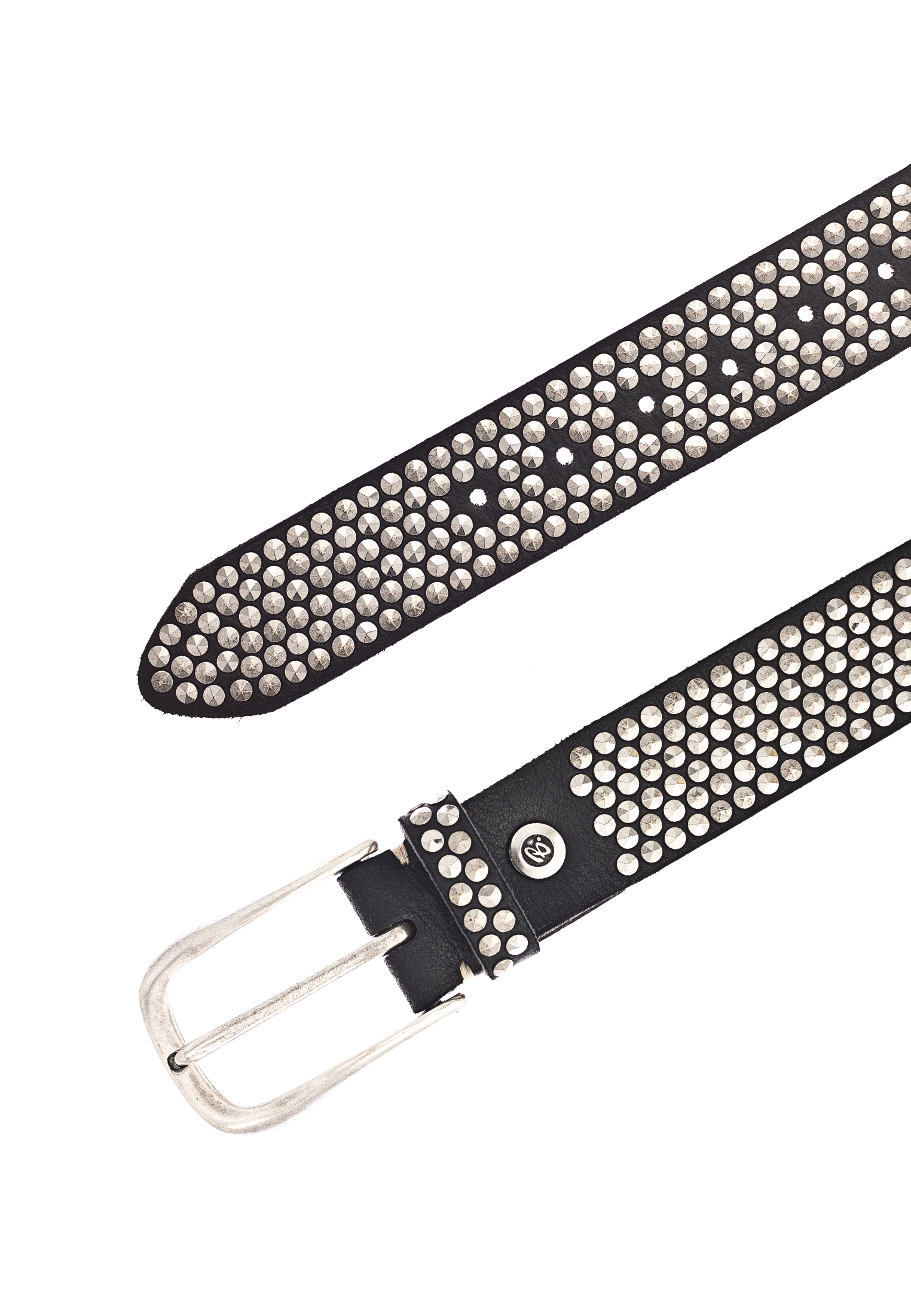 B.BELT BB0225L03 Zoe Silver Damen Leder Gürtel 35mm mit Nieten Schwarz