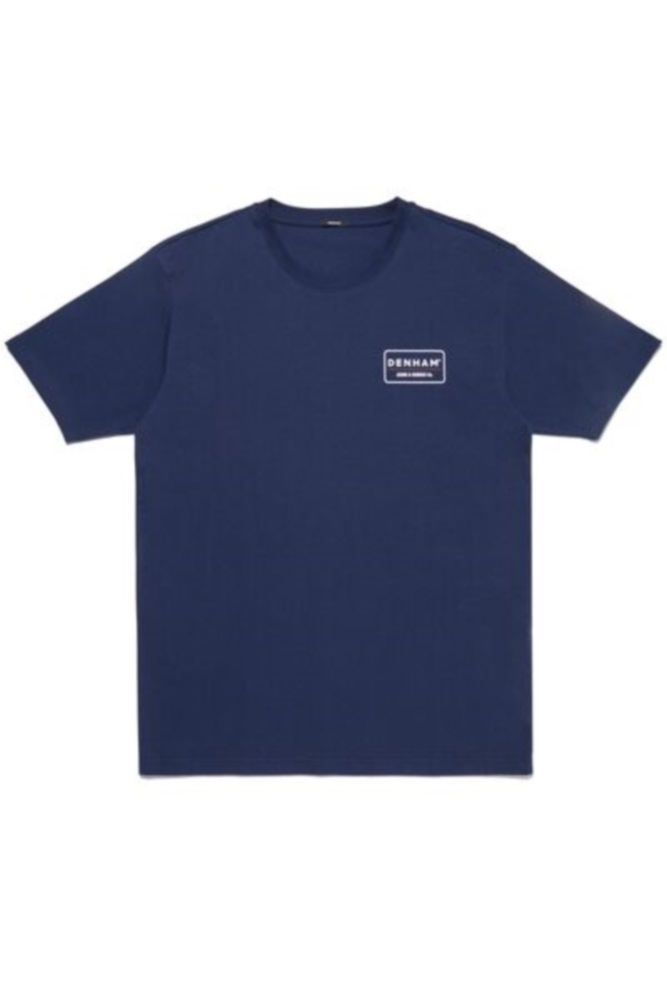 DENHAM 01-22-10-52-061 CRESTON REG TEE CJ  Herren T-Shirt mit Logo- und Rückenprint BLUE FOG.