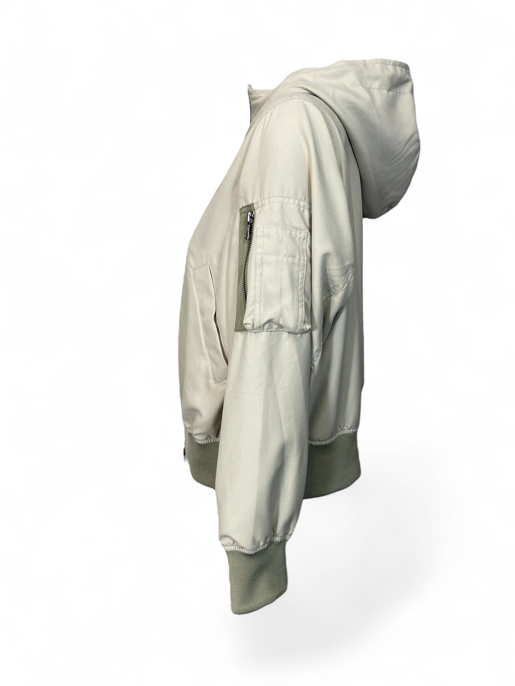 BLONDE - CODY Damen Jacke im Rücken Palmenmotiv aus Strass Kapuze Beige 7600