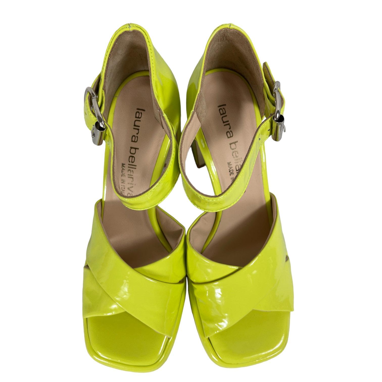 Laura Bellariva 9490-11 NAPLAK Damen Sandalette Lackleder Gelb Lime