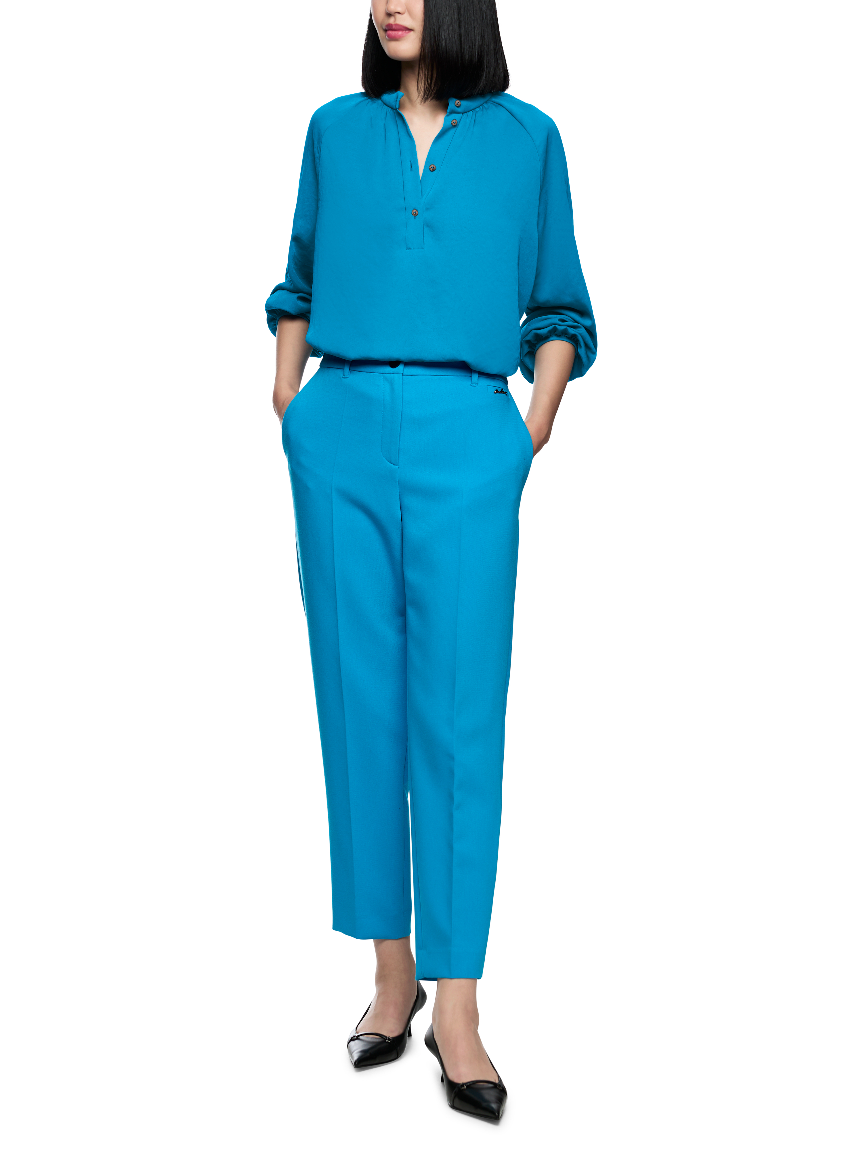 MARC CAIN  ZC 51.27 W39 Bluse mit Stehkragen Blau