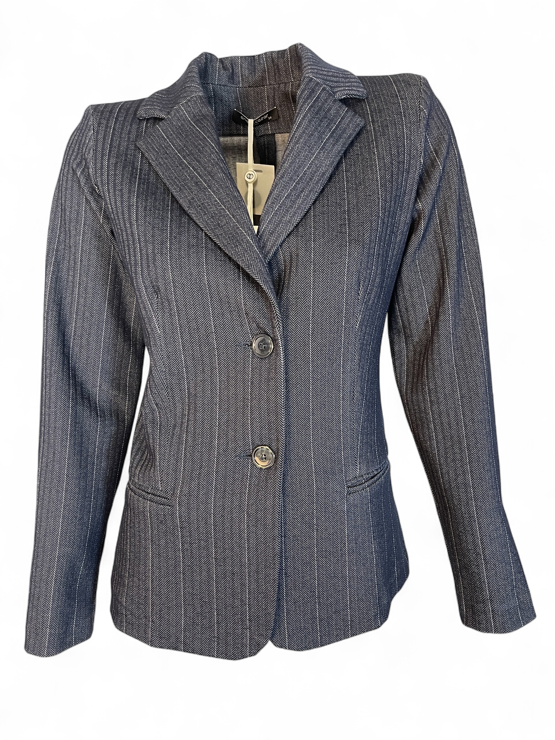 ANA ALCAZAR  021579-3749 FISCHGRAT NADELSTREIFEN BLAZER STRETCH BLACK