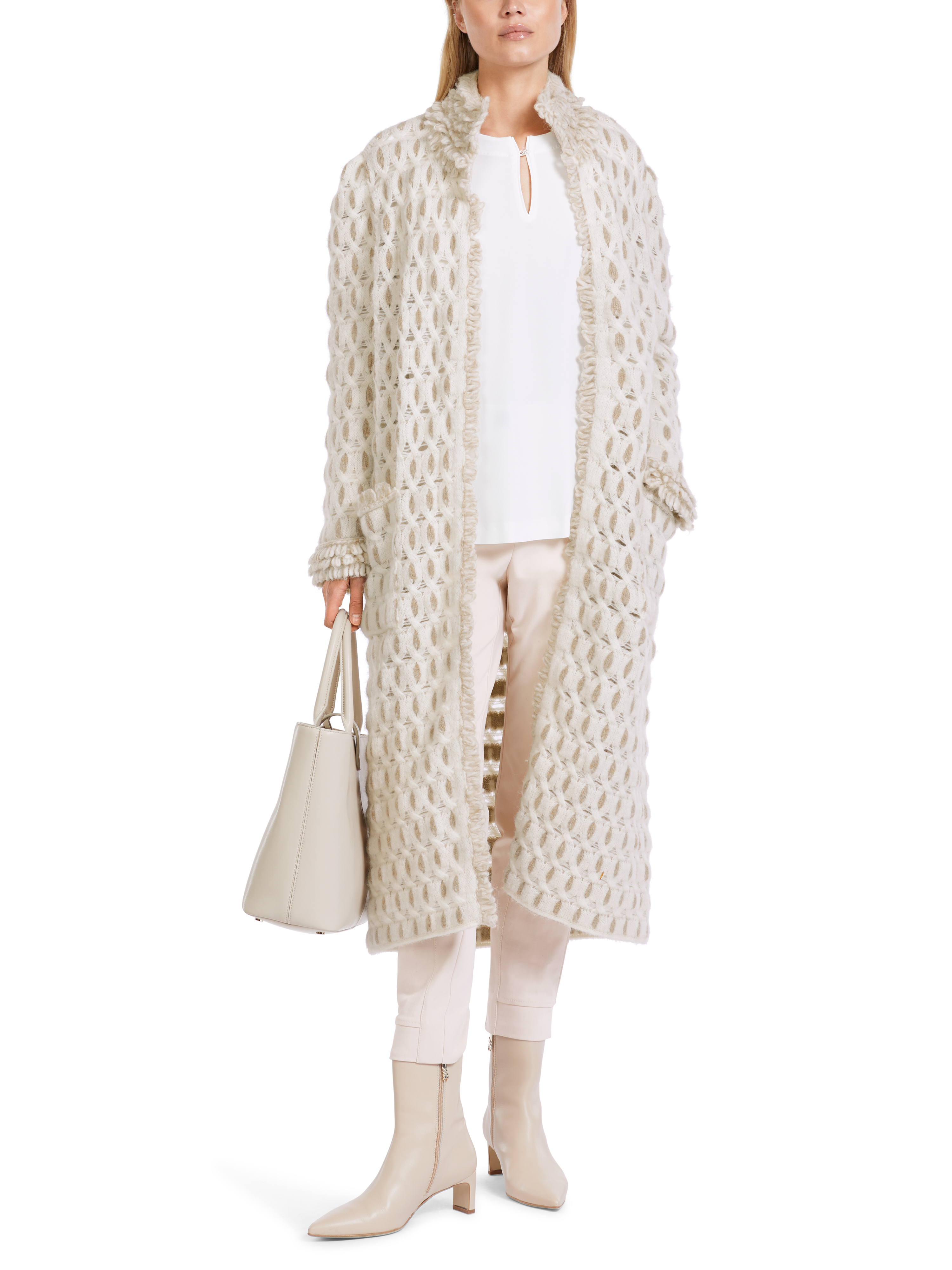 MARC CAIN VC 11.19 M46 Fancy Damen Mantel Knitted in Germany off-white