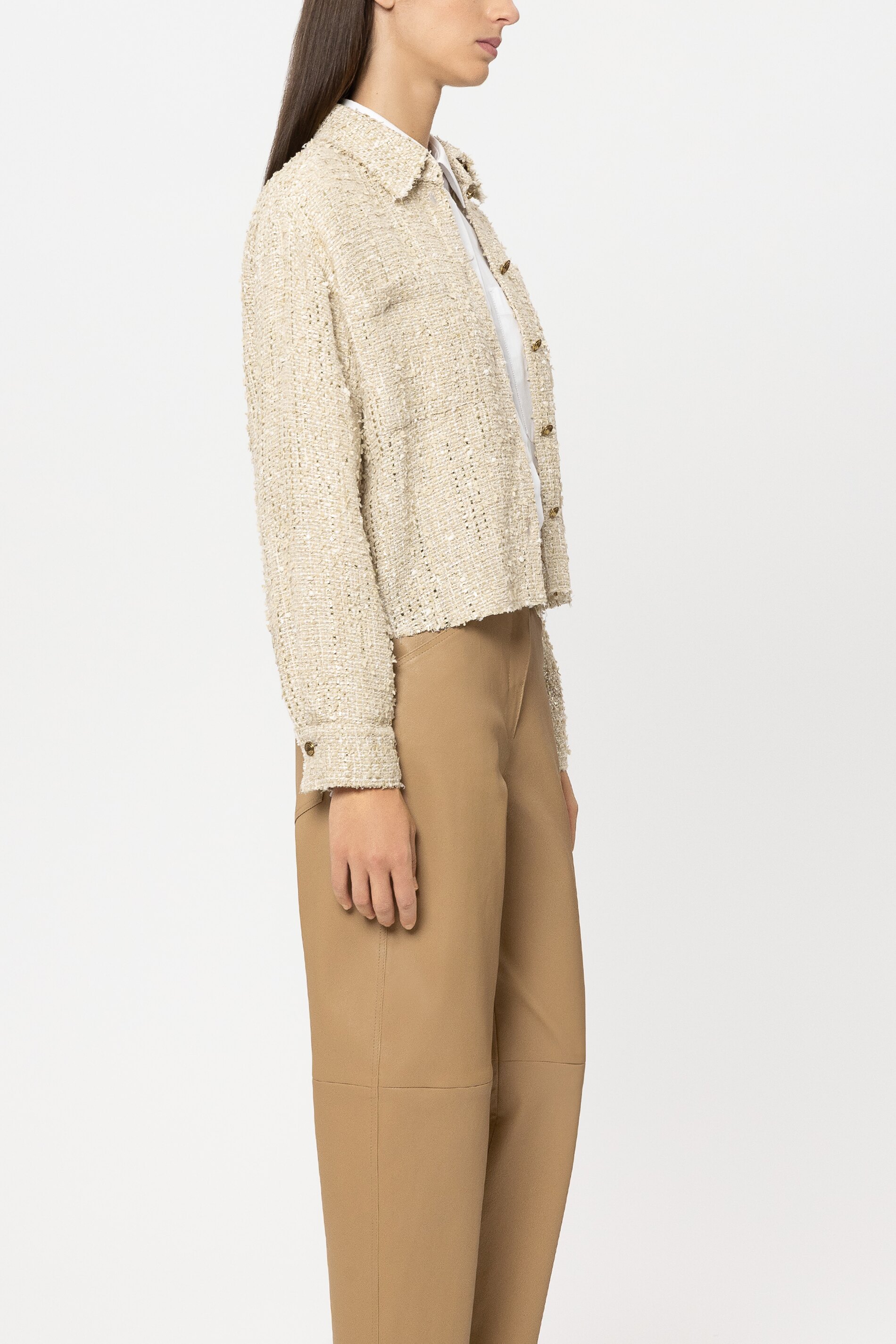 LUISA CERANO  438057/3809-0 Tweed-Hemdjacke beige light camel