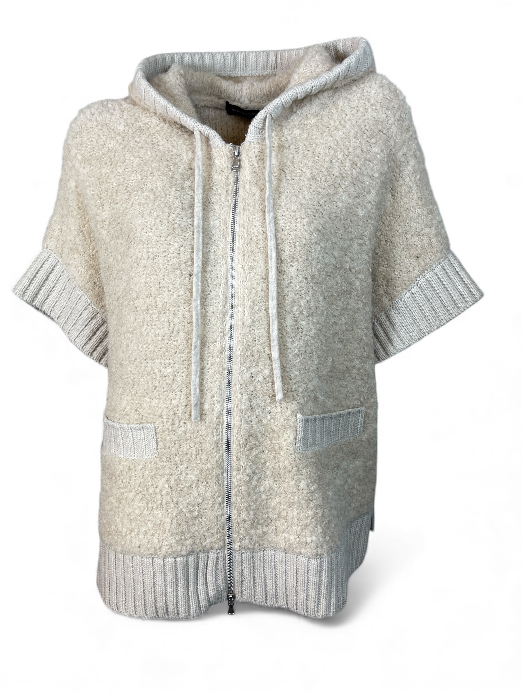 REPEAT 300471 Strickjacke Kapuze Alpaka-Mix Cream