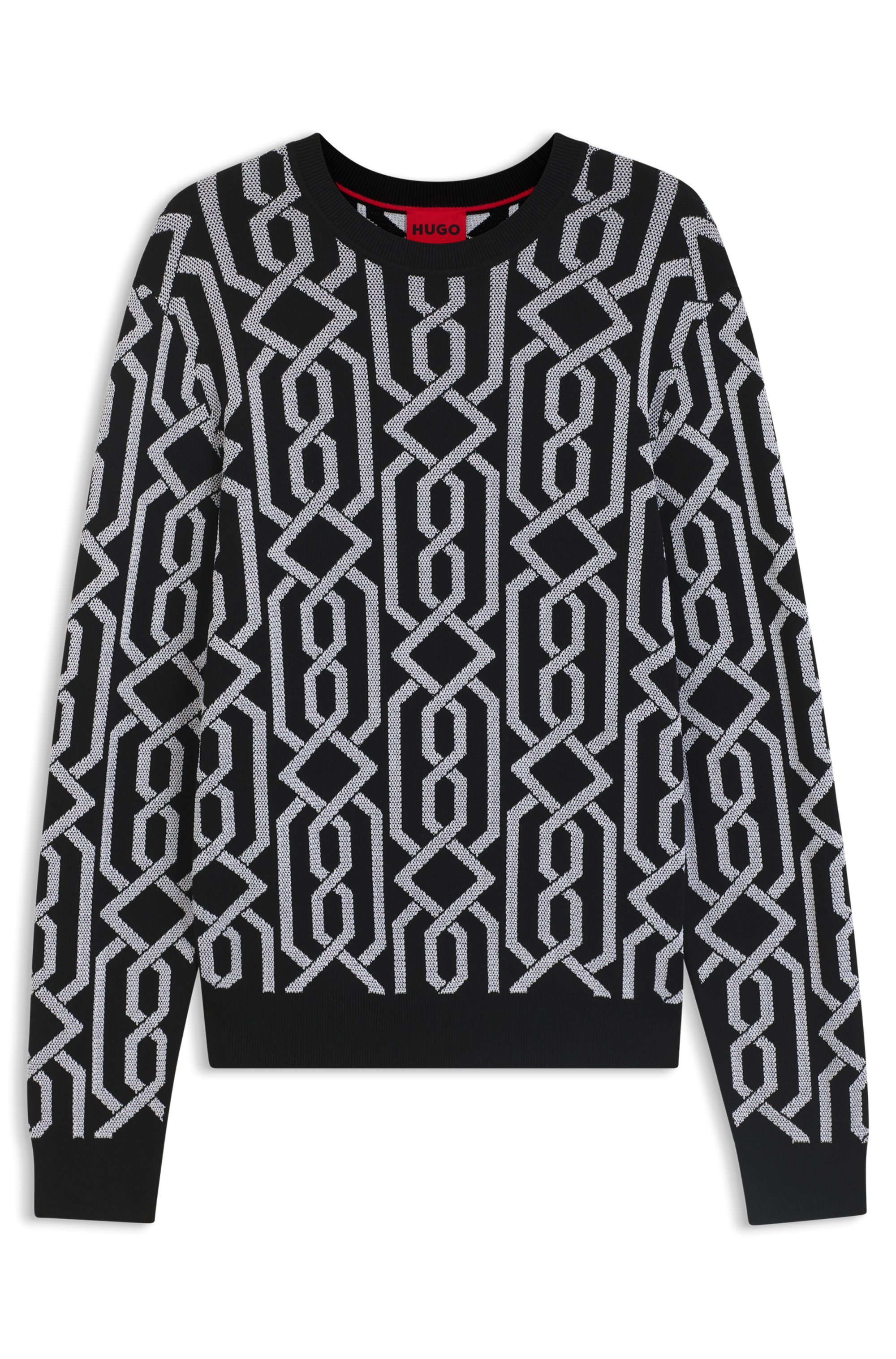 HUGO 50547001 Souvawn Pullover mit Jacquard-Muster Black