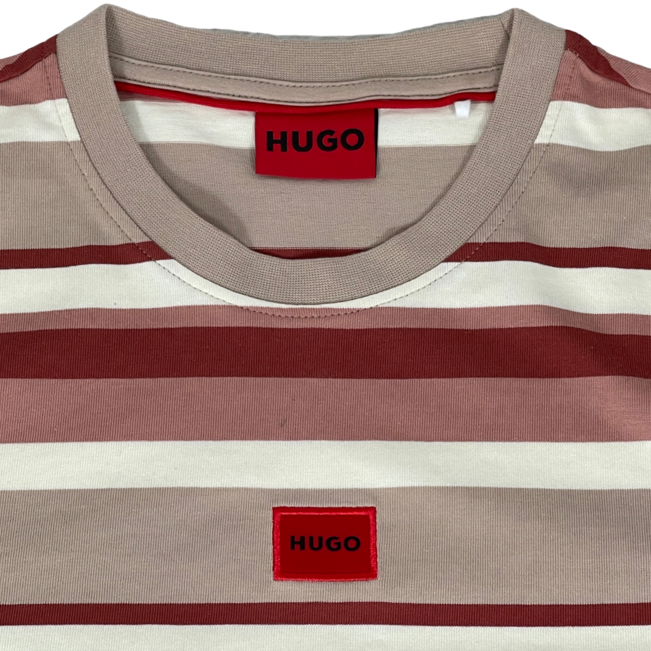 HUGO 50504999 Diragolino_S 10257069 01 Herren Streifen T-Shirt Beige/Terrakotta/Braun