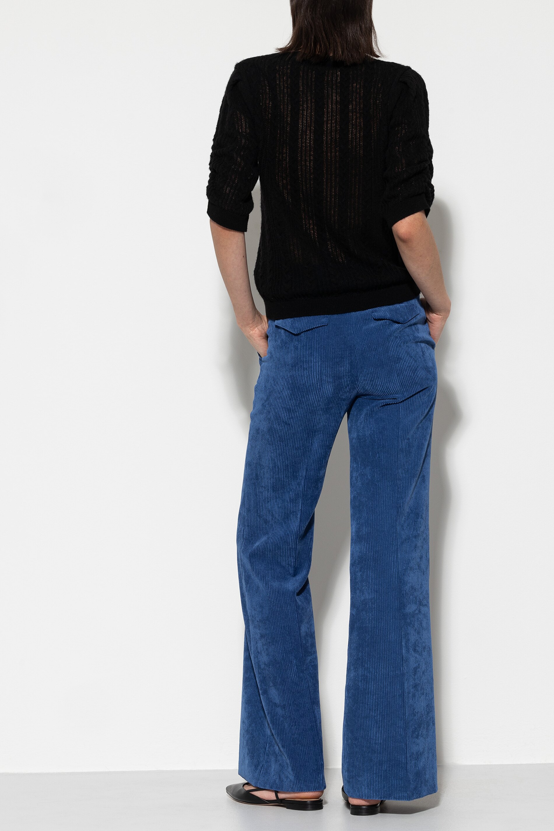 LUISA CERANO Damen Cordhose Bootcut Stretch deep blue blau