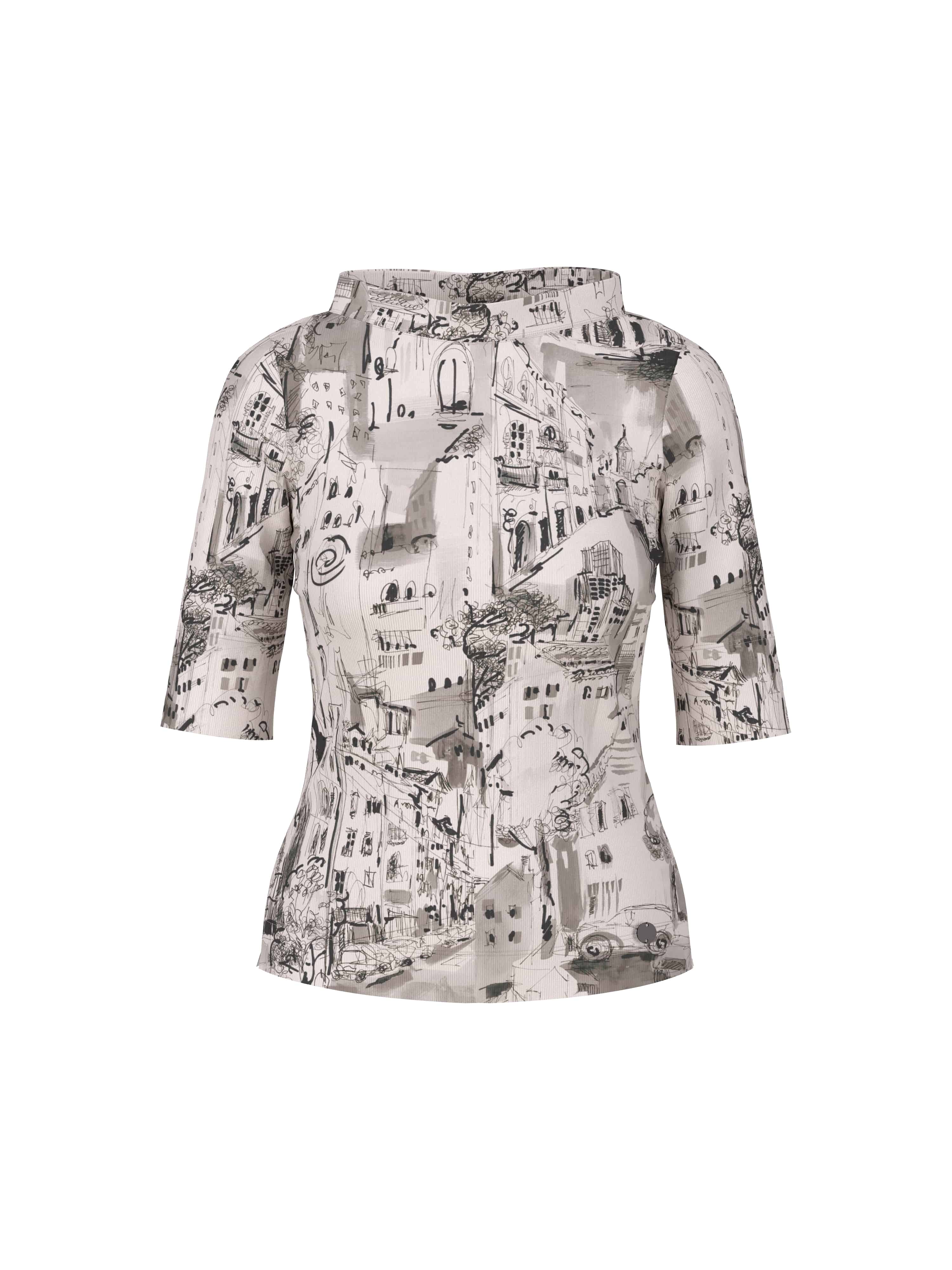 MARC CAIN ZC 48.45 J37  Shirt mit CITY-Motiv smoke