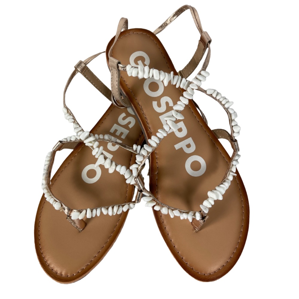 GIOSEPPO 66036 LISIEUX Damen Sandalette Zehentrenner Fesselriemen zum Binden Weiß