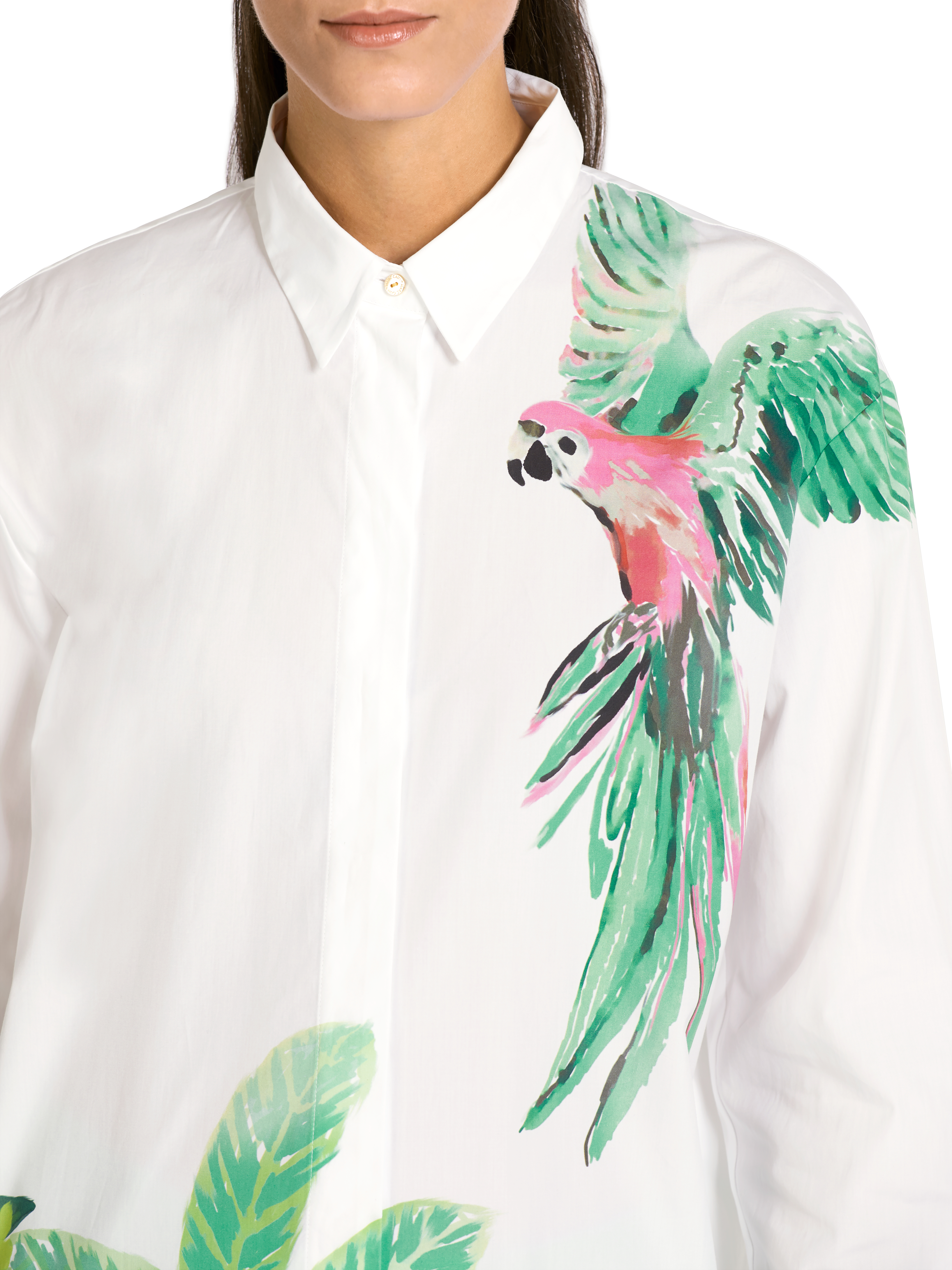MARC CAIN  UC 51.15 W22 Bluse mit Papageien-Print Weiß