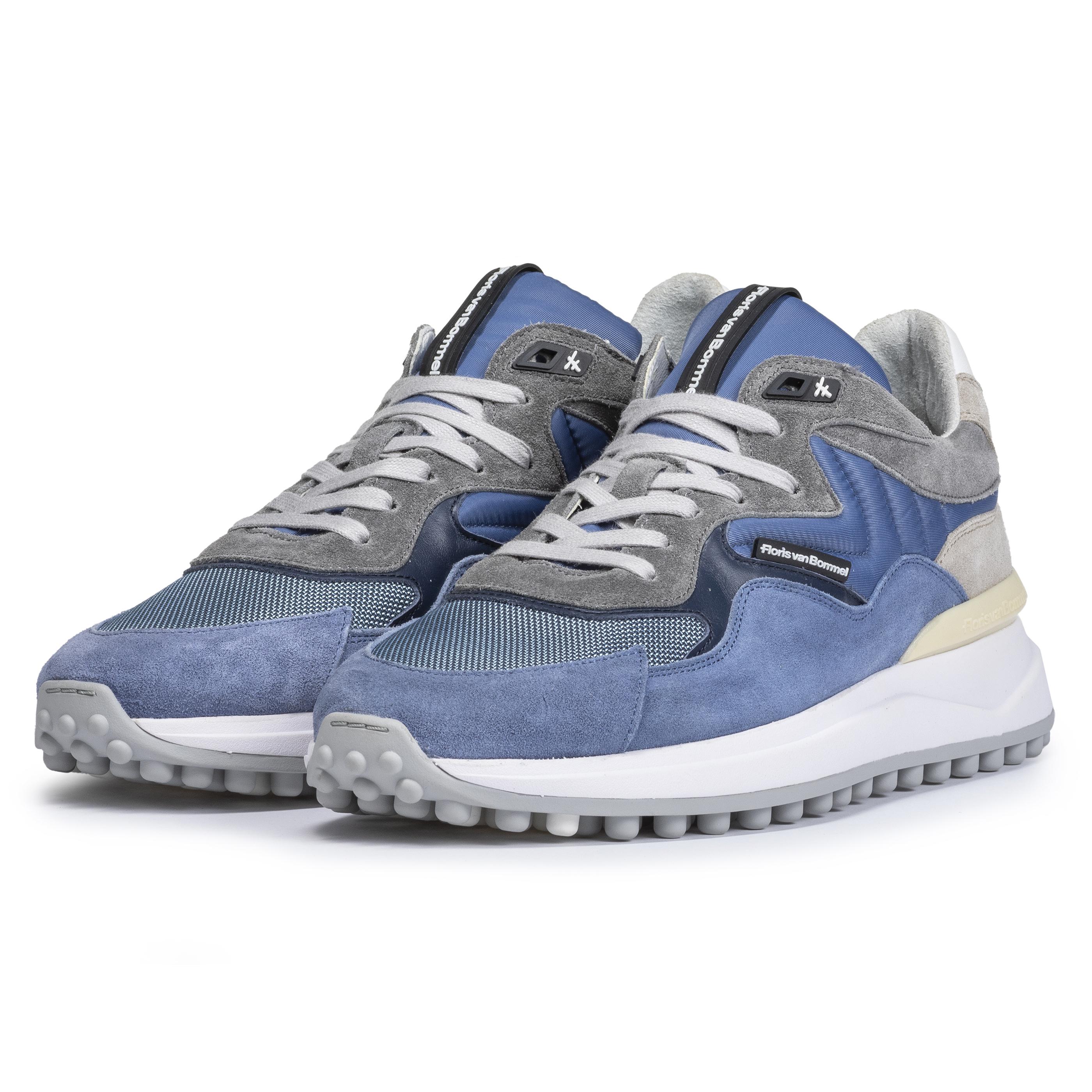 VAN BOMMEL SFM-10152-40-02 HERREN SCHUHE FLORIS SPORT SNEAKER LEDER COMBI BLUE TEXTILE
