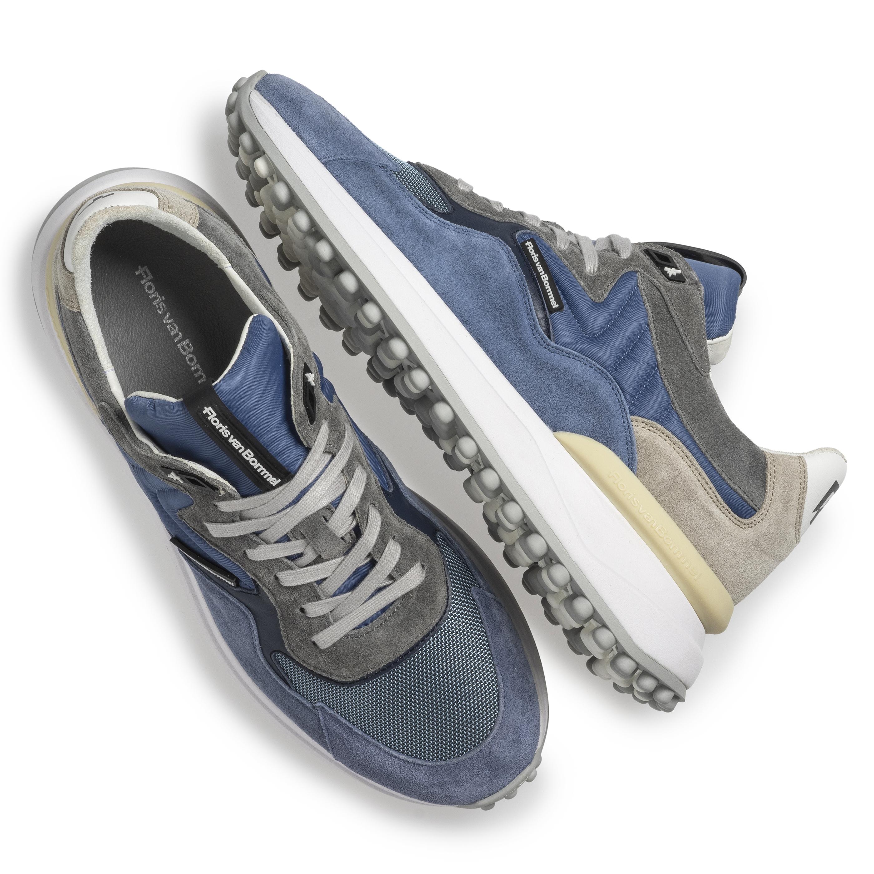 VAN BOMMEL SFM-10152-40-02 HERREN SCHUHE FLORIS SPORT SNEAKER LEDER COMBI BLUE TEXTILE