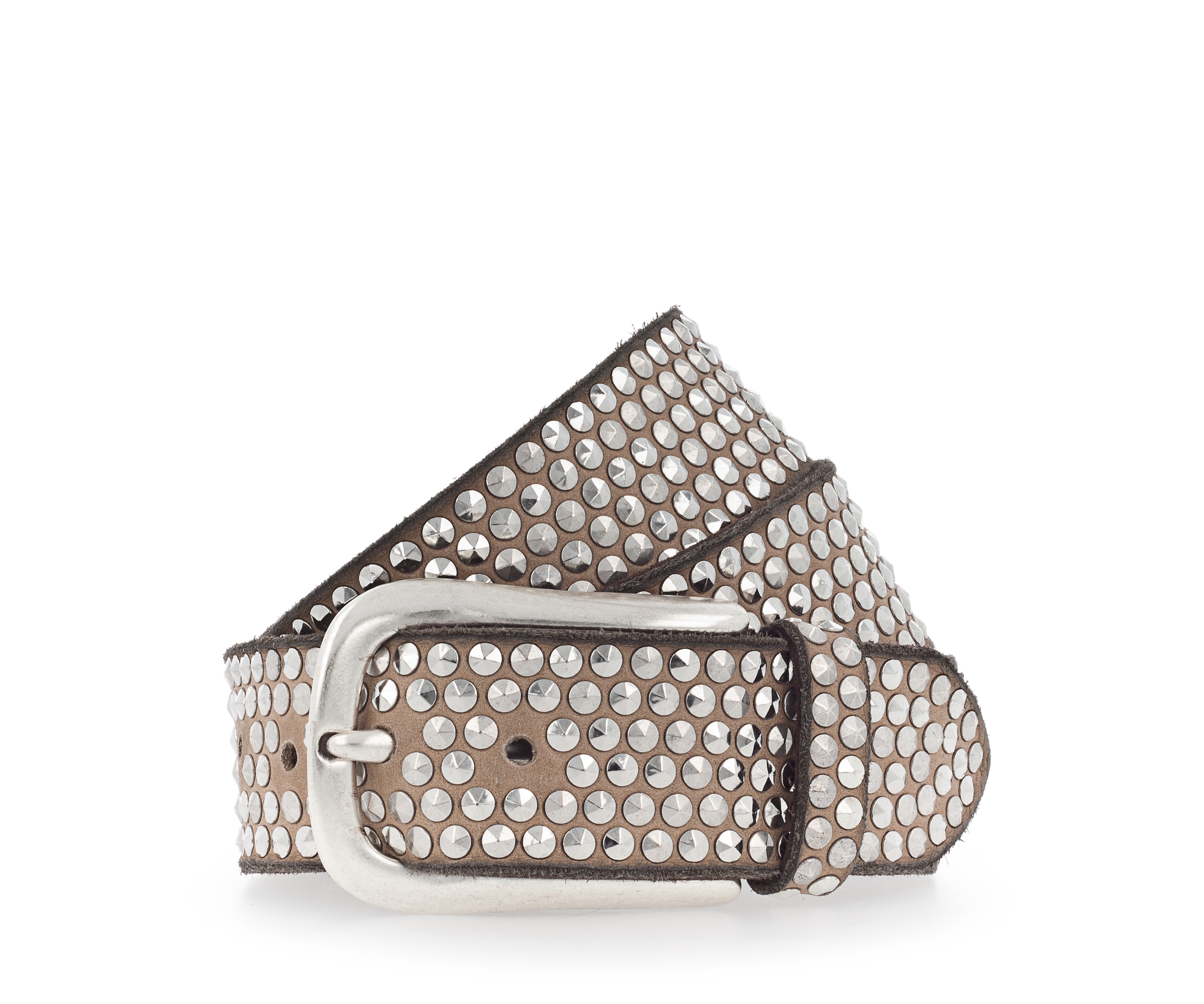 B.BELT BB0225L03 Zoe Silver Damen Leder Gürtel 35mm mit Nieten Camel