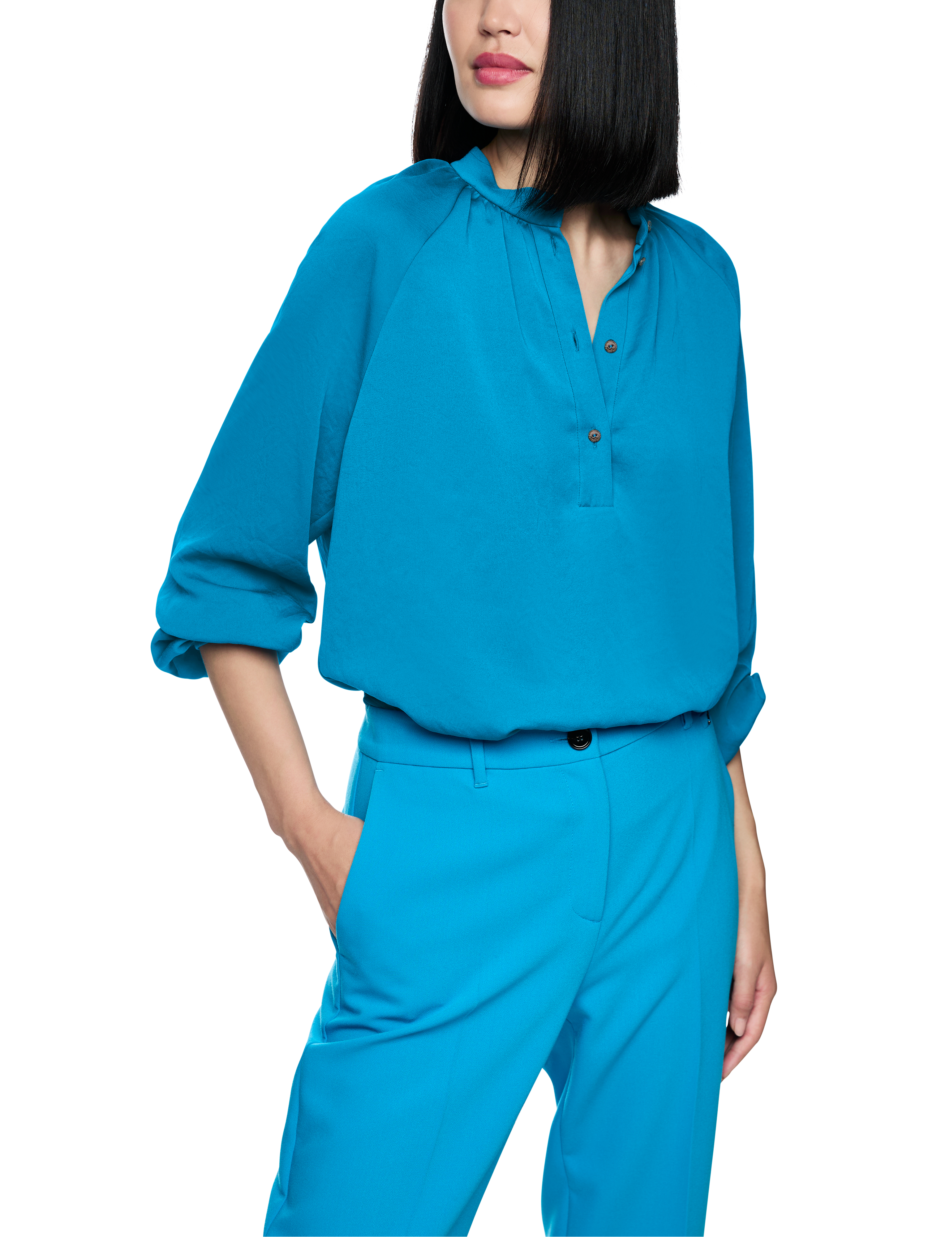 MARC CAIN  ZC 51.27 W39 Bluse mit Stehkragen Blau
