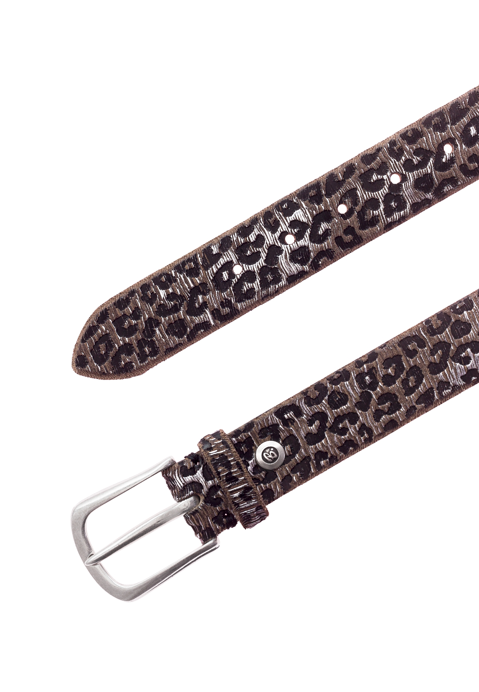 B.BELT  BB1062L64 Cat Silber 35 mm Ledergürtel Leo