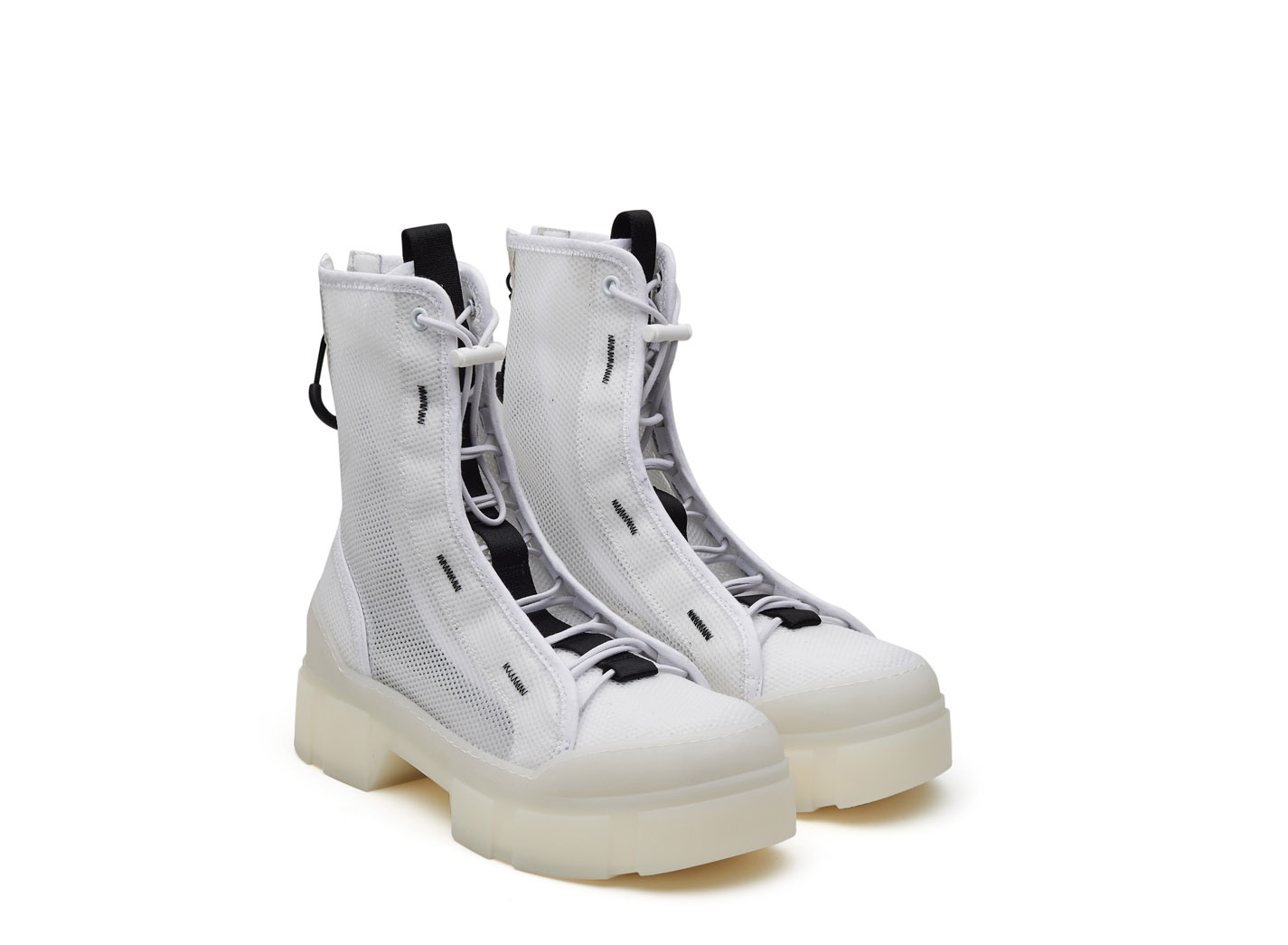 VIC MATIE 3752  Damen Plateau-Sneaker Stiefel Leder/Mesh weiss white 102