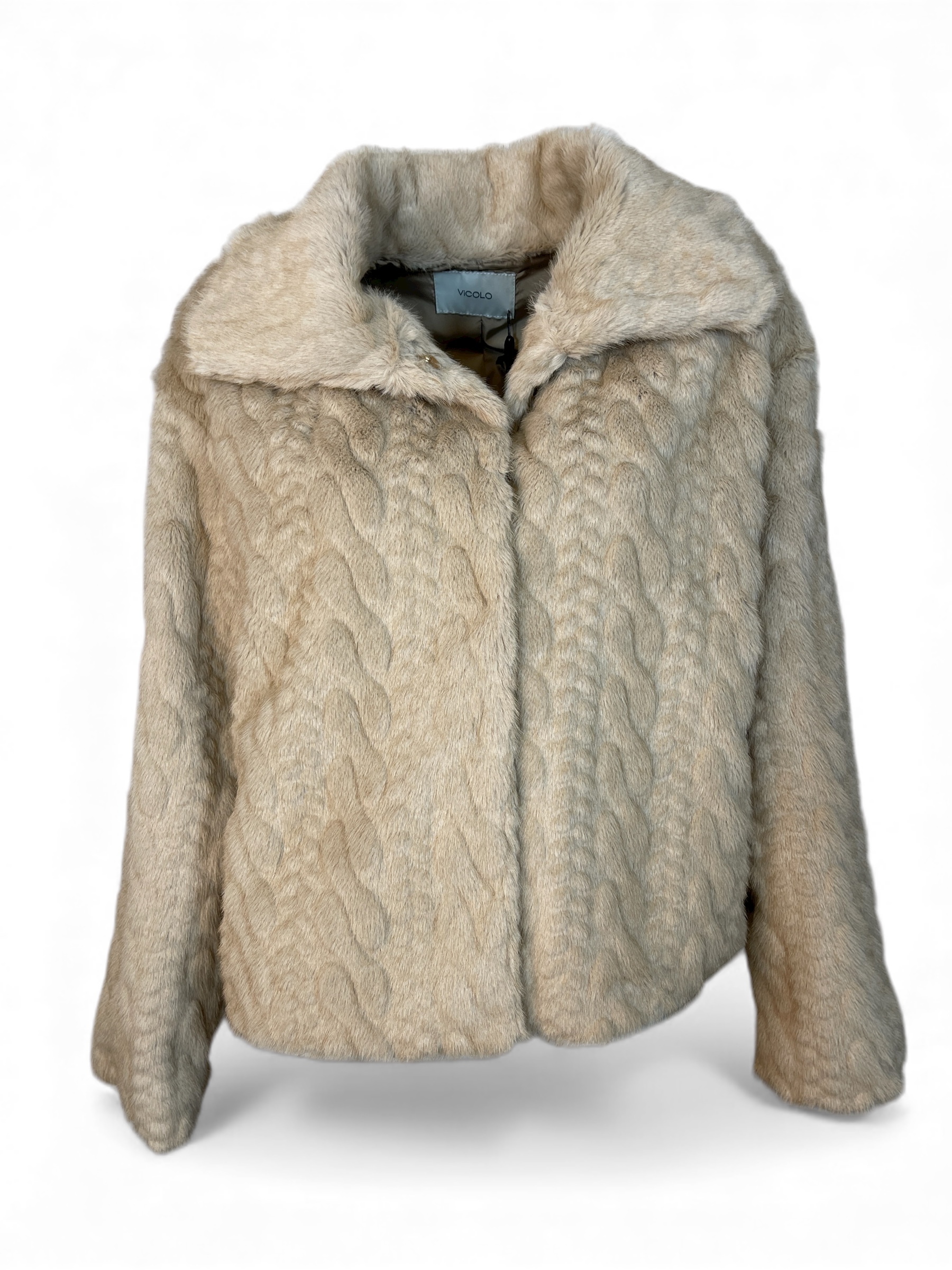 VICOLO TF0191 Damen Kunstpelz Jacke Beige