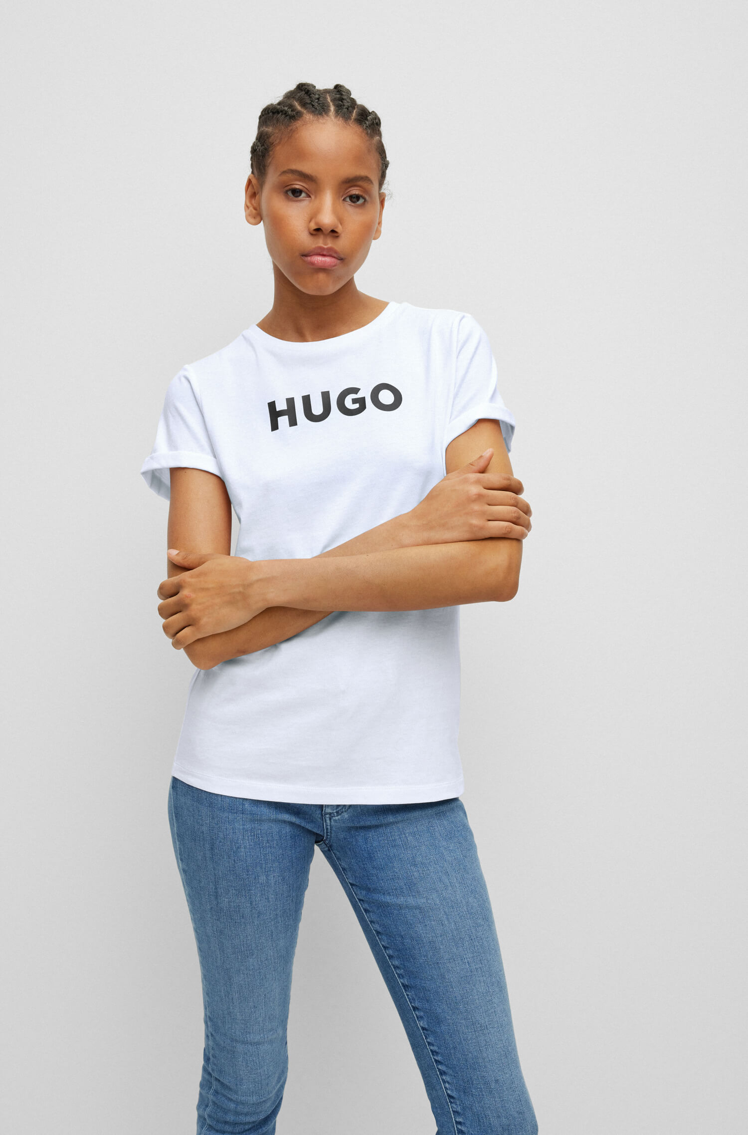 HUGO 50473813 The HUGO Tee 10243064 01 Damen T-Shirt White