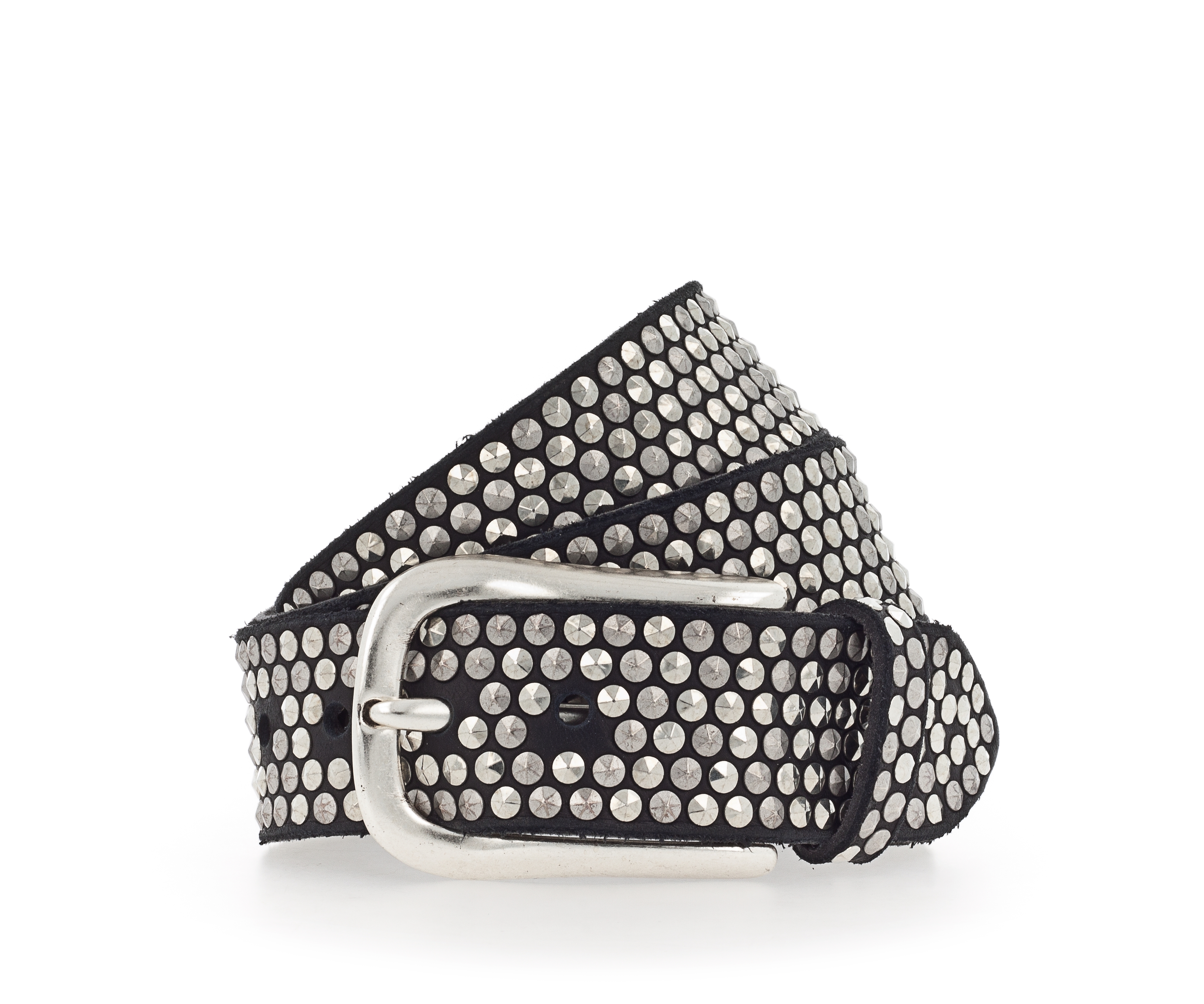 B.BELT BB0225L03 Zoe Silver Damen Leder Gürtel 35mm mit Nieten Schwarz