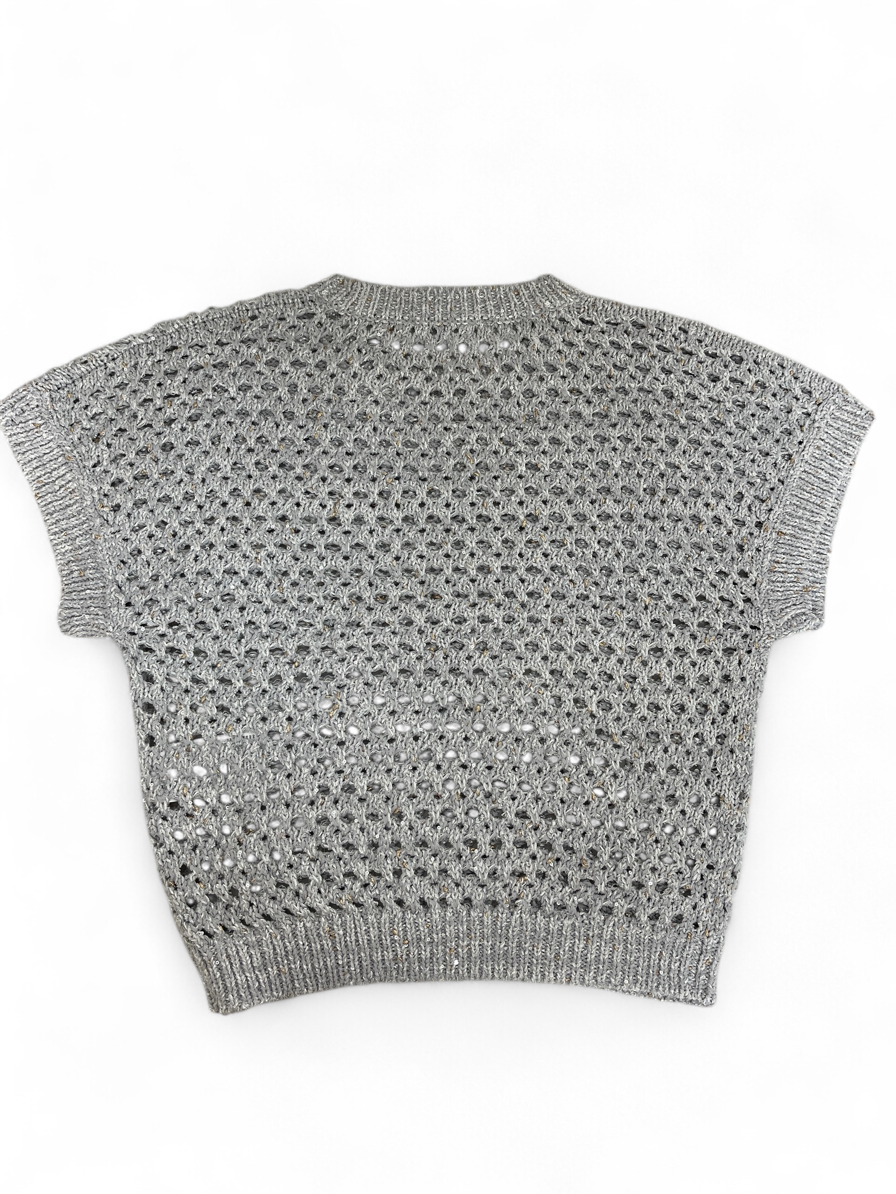 LUISA CERANO 118636/5344-0 Stricktop aus Fancy-Garn silver grey