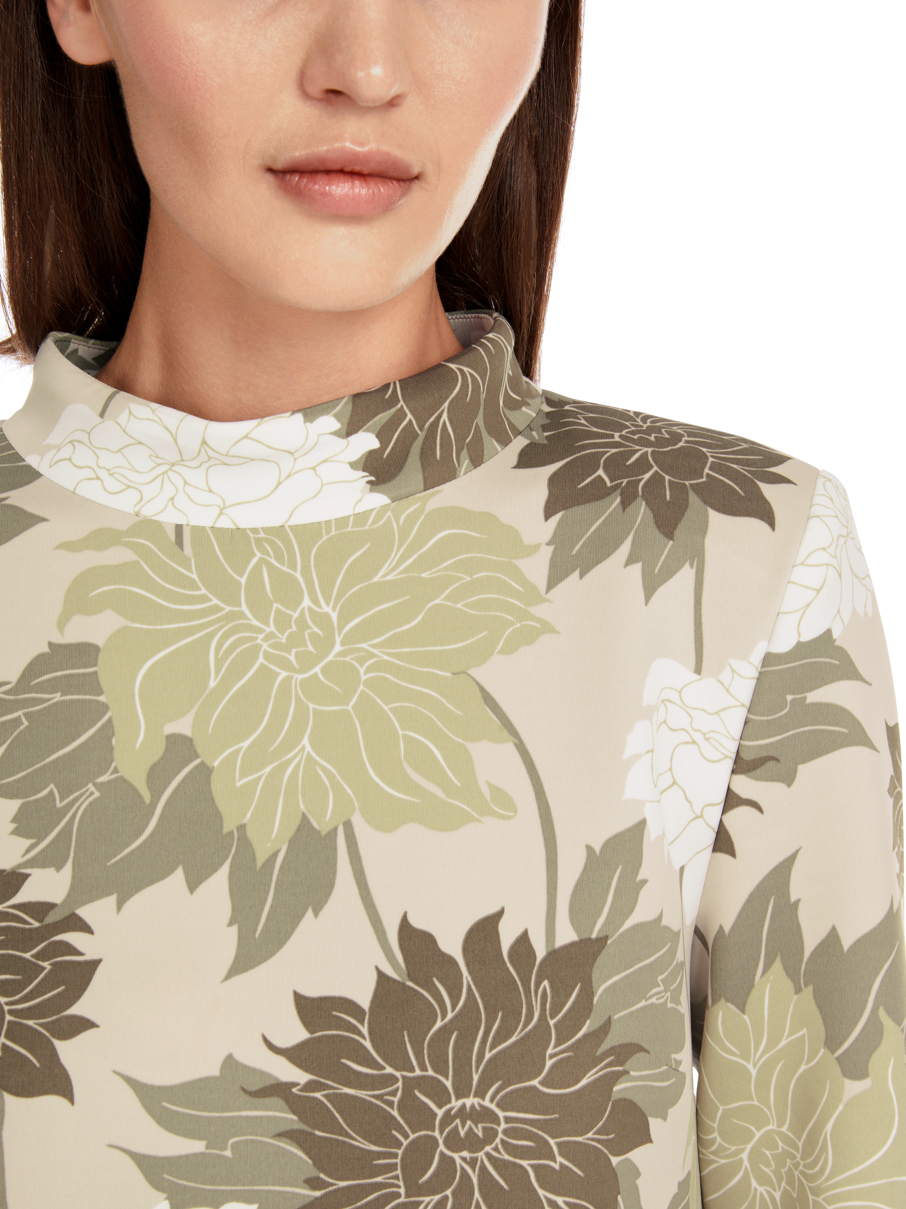 MARC CAIN  YC 21.18 J04 Florales Kleid aus Scubajersey deep pearl