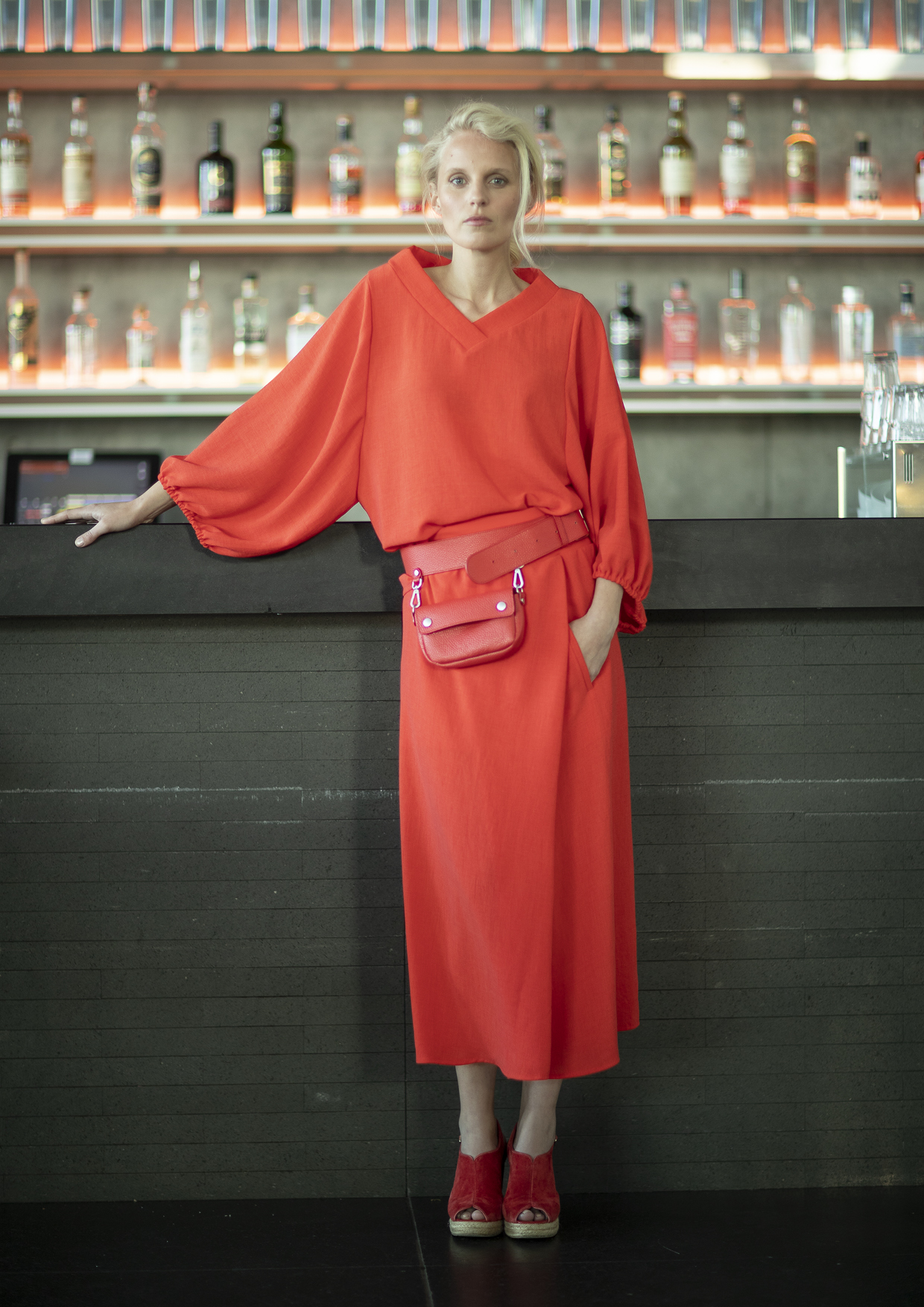 ANIA SCHIERHOLT BL2819/50 Damen Bluse Ballonärmel Rot