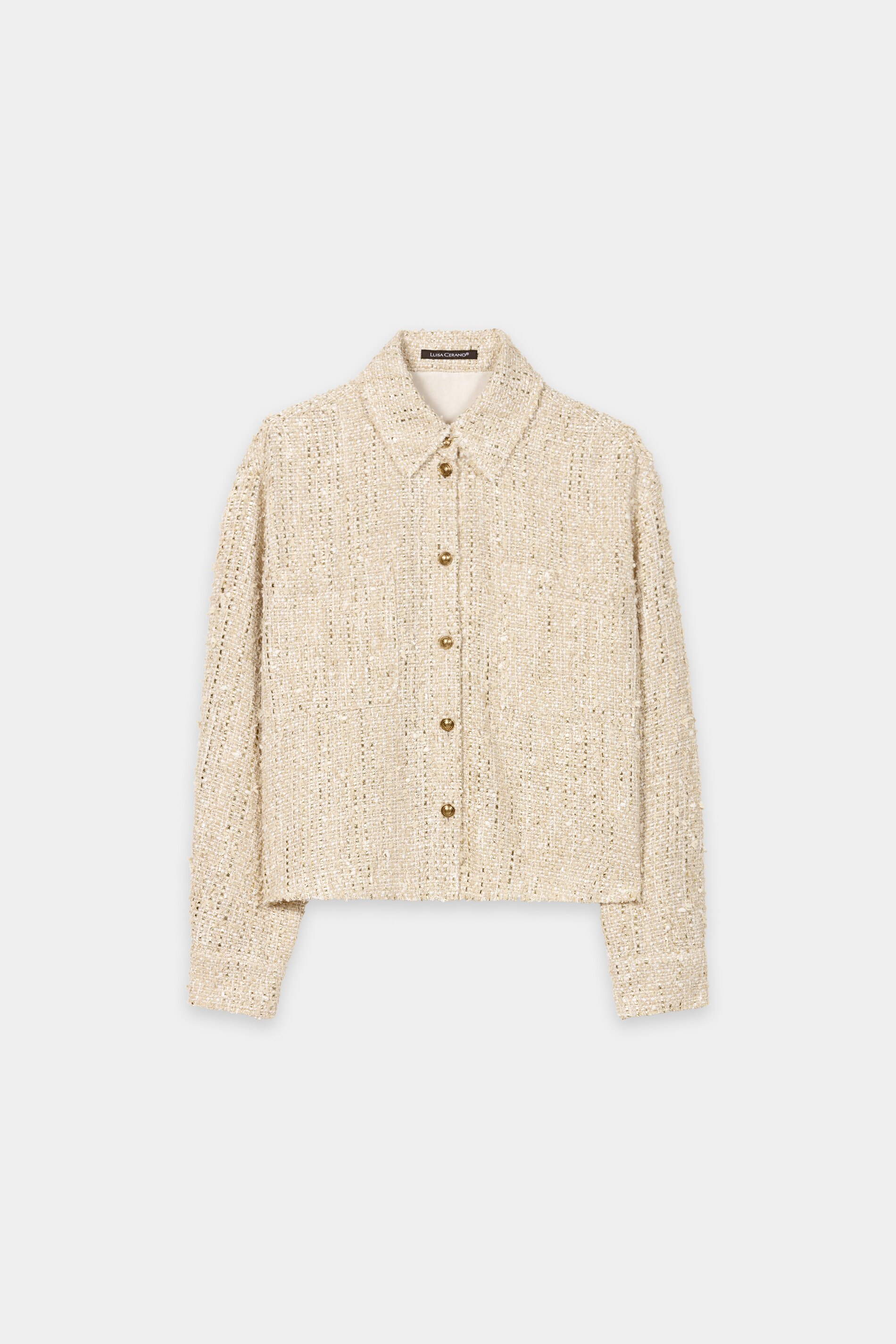 LUISA CERANO  438057/3809-0 Tweed-Hemdjacke beige light camel