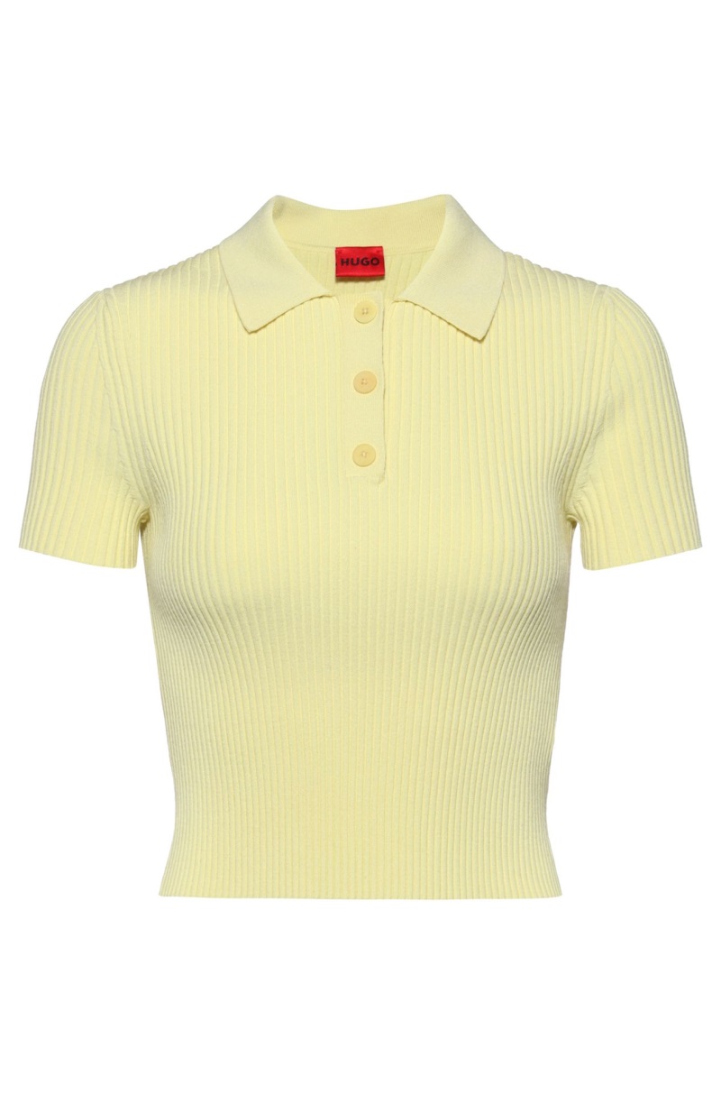 HUGO 50471676 Saffary 10242316 01 Damen Pullover  Poloshirt Light/Pastel Yellow