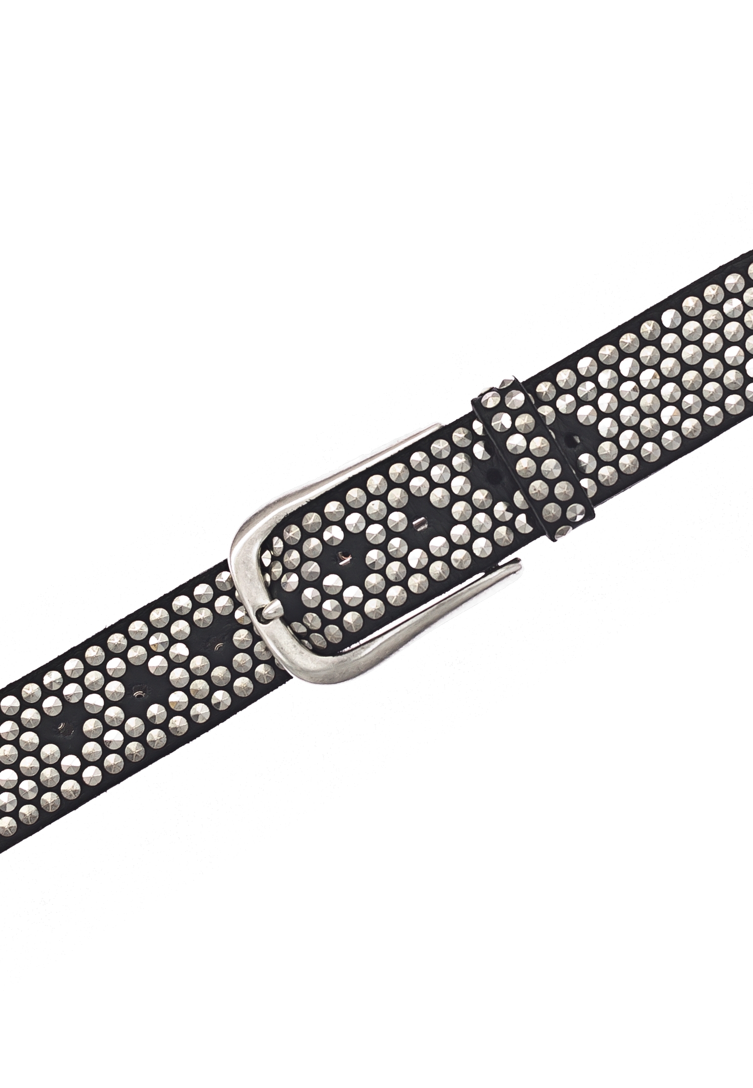 B.BELT BB0225L03 Zoe Silver Damen Leder Gürtel 35mm mit Nieten Schwarz