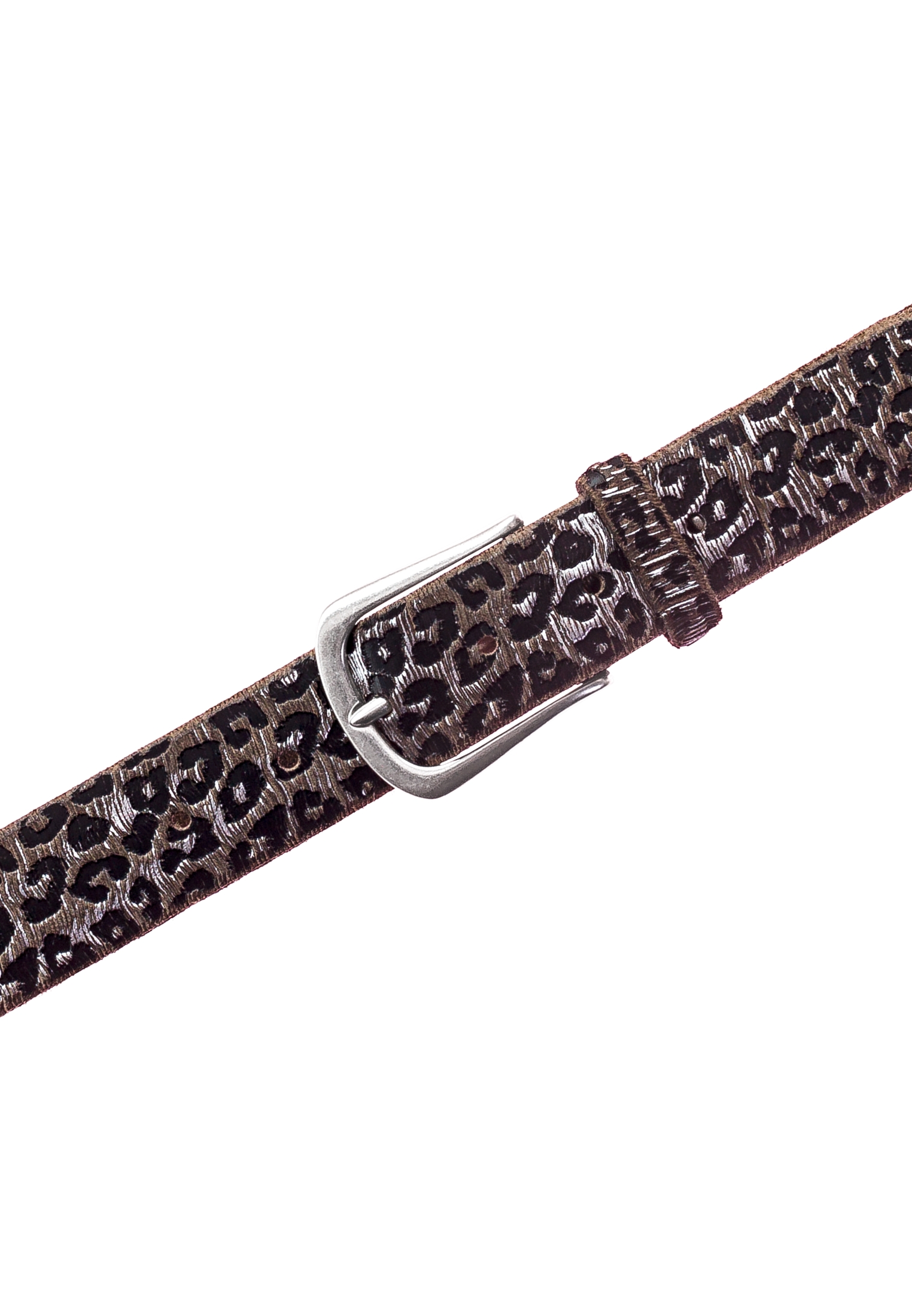 B.BELT  BB1062L64 Cat Silber 35 mm Ledergürtel Leo