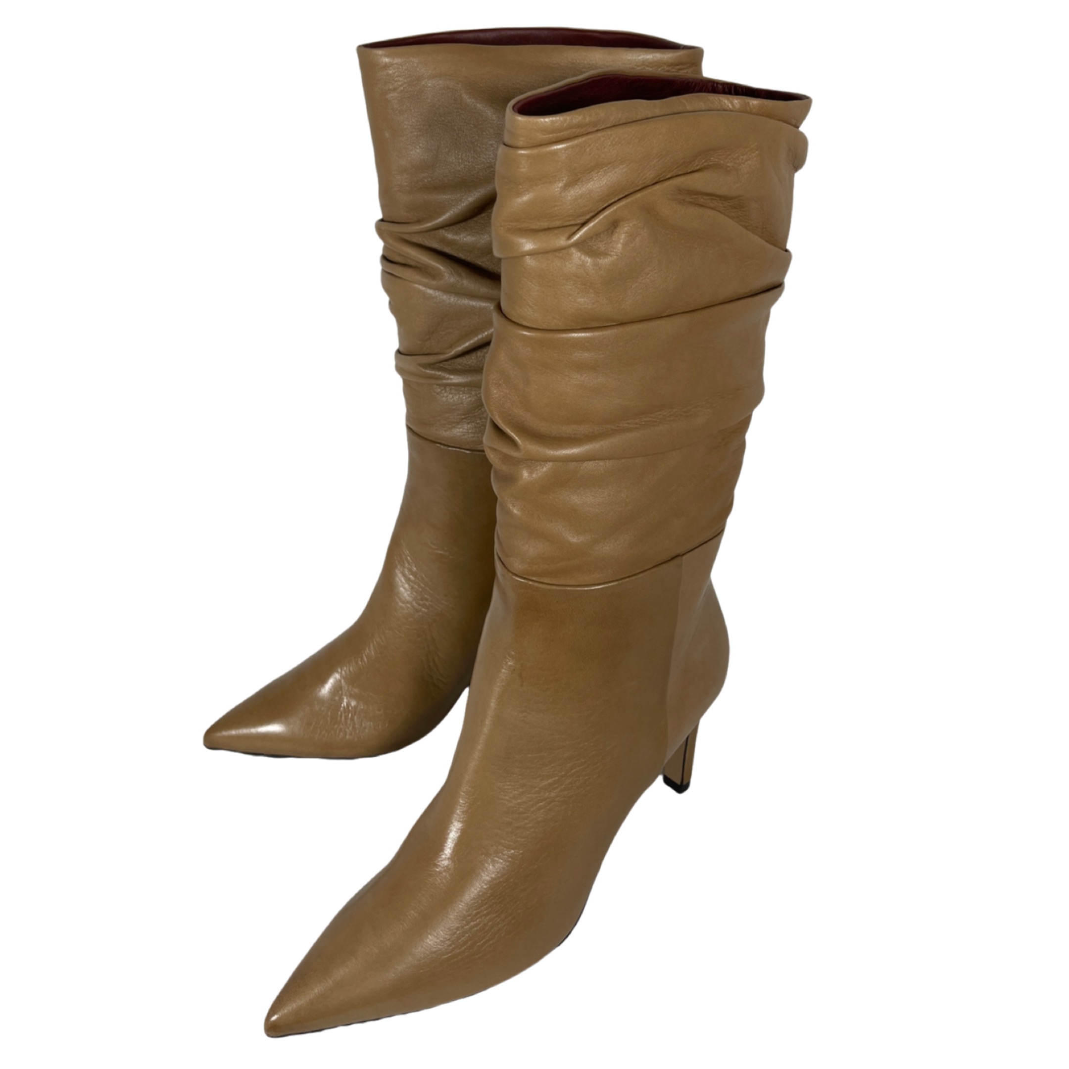 LORENA PAGGI 32751 Damen Schaftstiefel mit Pfennigabsatz  Leder GLOVE TALPA BRAUN.