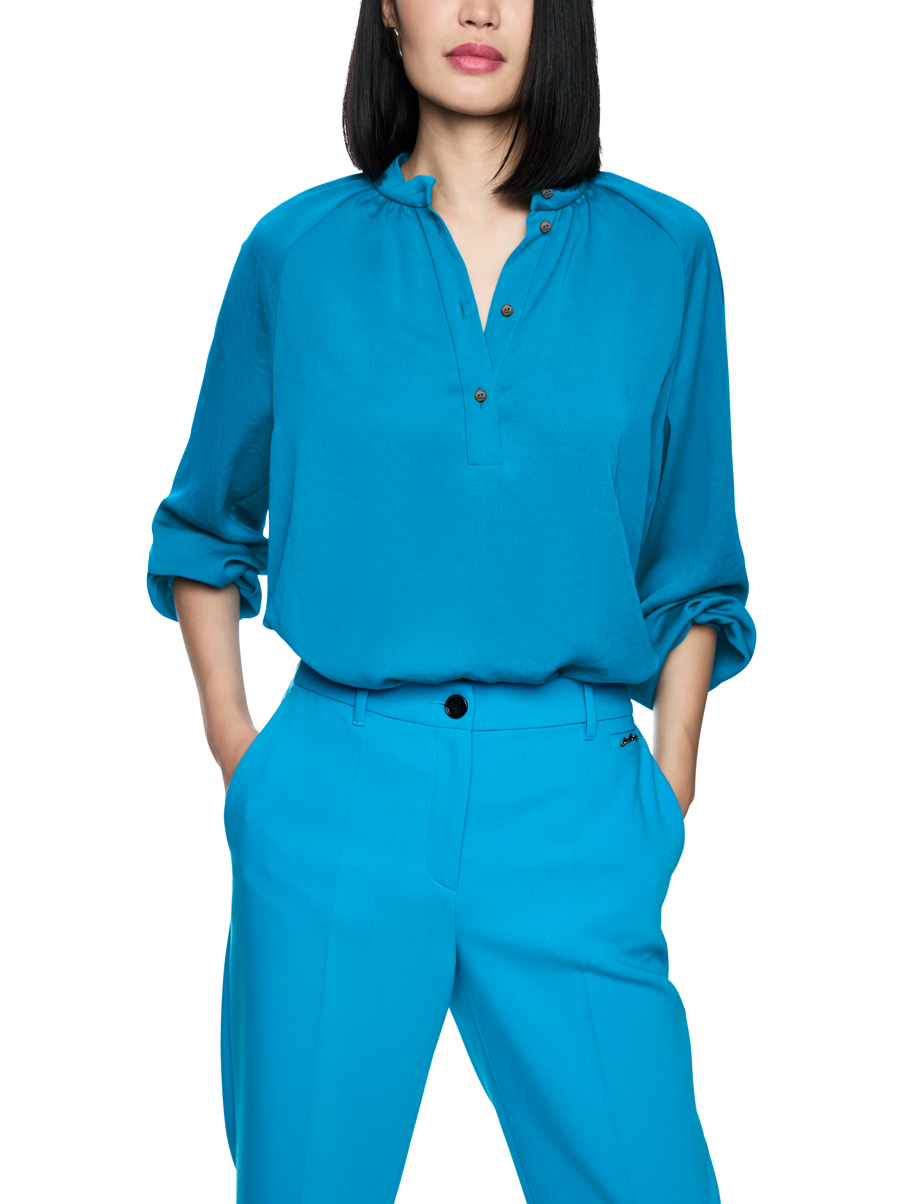 MARC CAIN  ZC 51.27 W39 Bluse mit Stehkragen Blau