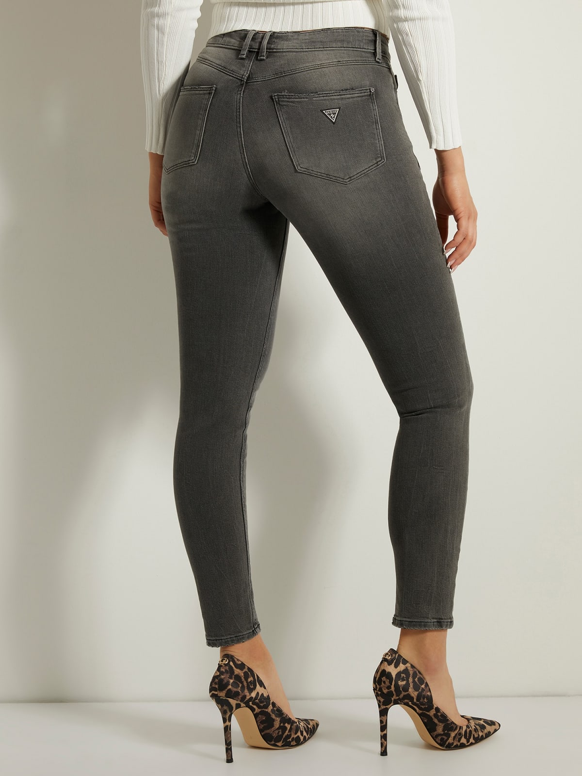 GUESS W1YA46 D4F52 Damen Jeans Hose Skinny-Fit Grau CRG1