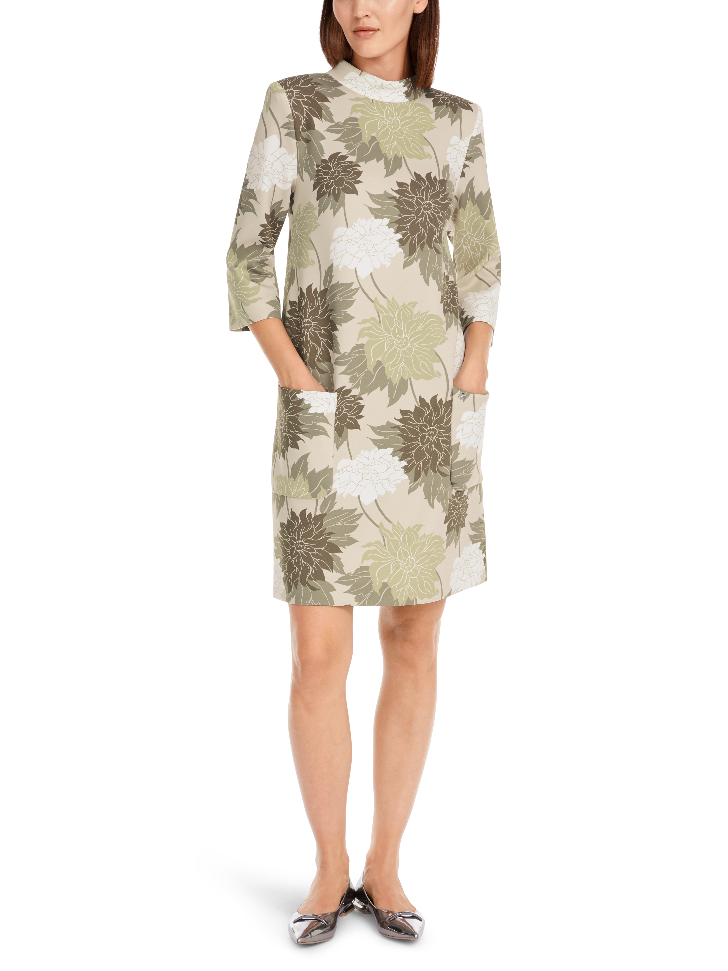 MARC CAIN  YC 21.18 J04 Florales Kleid aus Scubajersey deep pearl