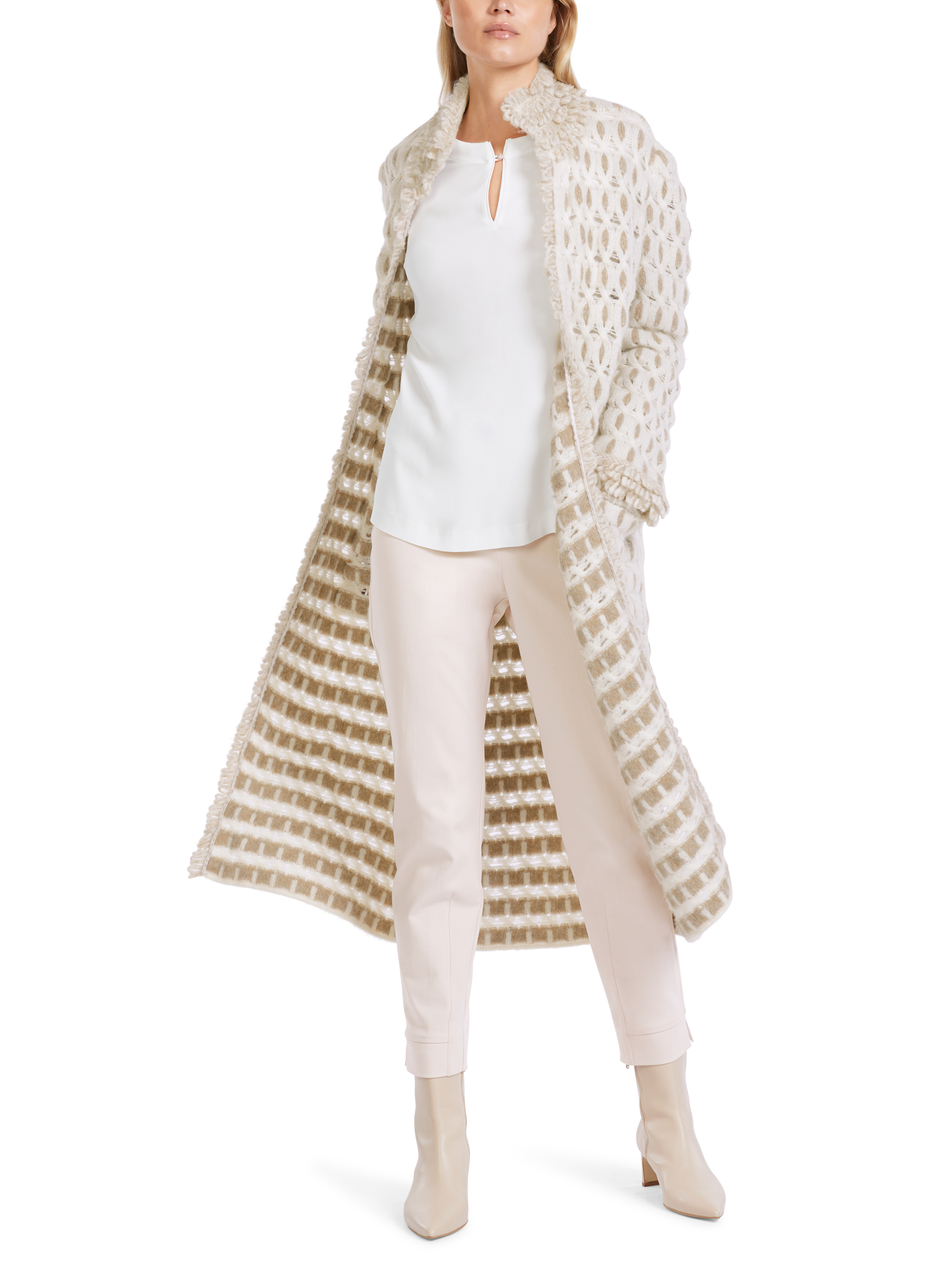 MARC CAIN VC 11.19 M46 Fancy Damen Mantel Knitted in Germany off-white