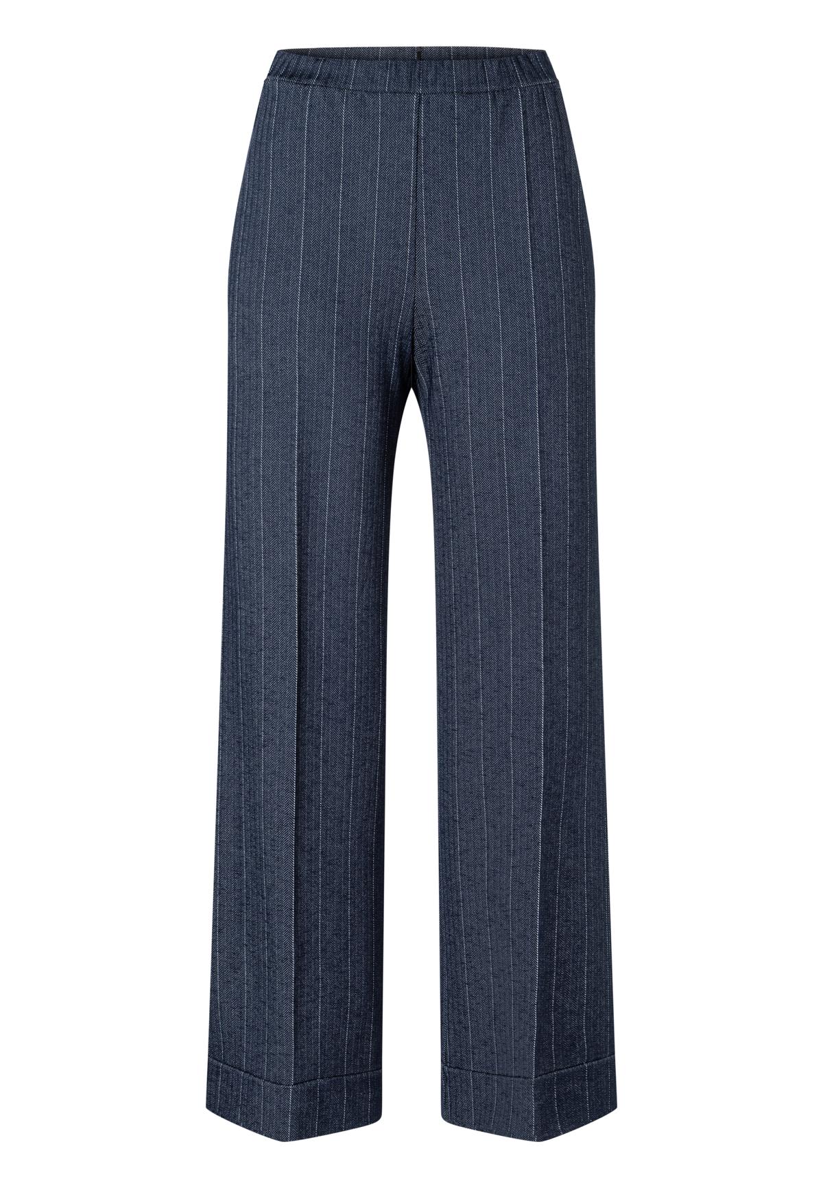 ANA ALCAZAR  051582-3749 wide trousers  Fischgrat Nadelstreifenhose mit  Umschlag original black