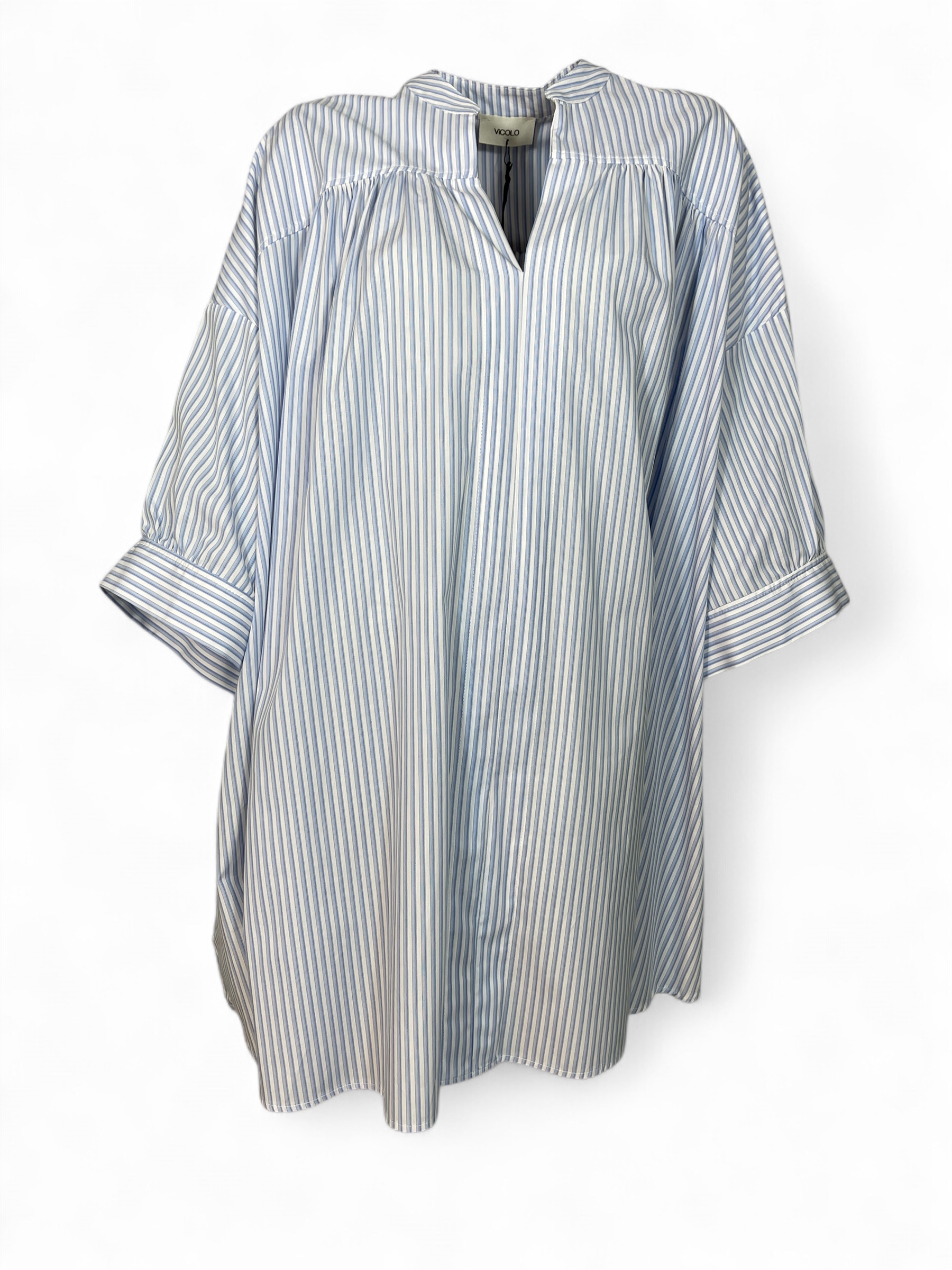 VICOLO TD0189 Damen Kleid 1/2-Arm  Natural/ Azuro