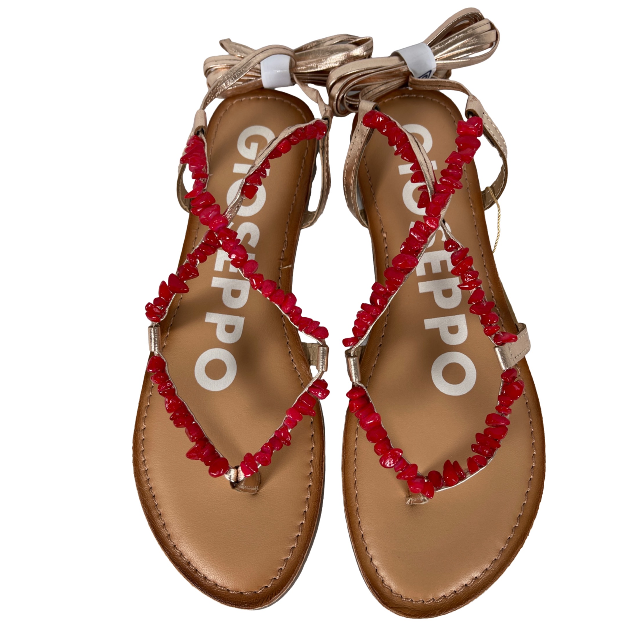 GIOSEPPO 66036 LISIEUX Damen Sandalette Zehentrenner Fesselriemen zum Binden Rot