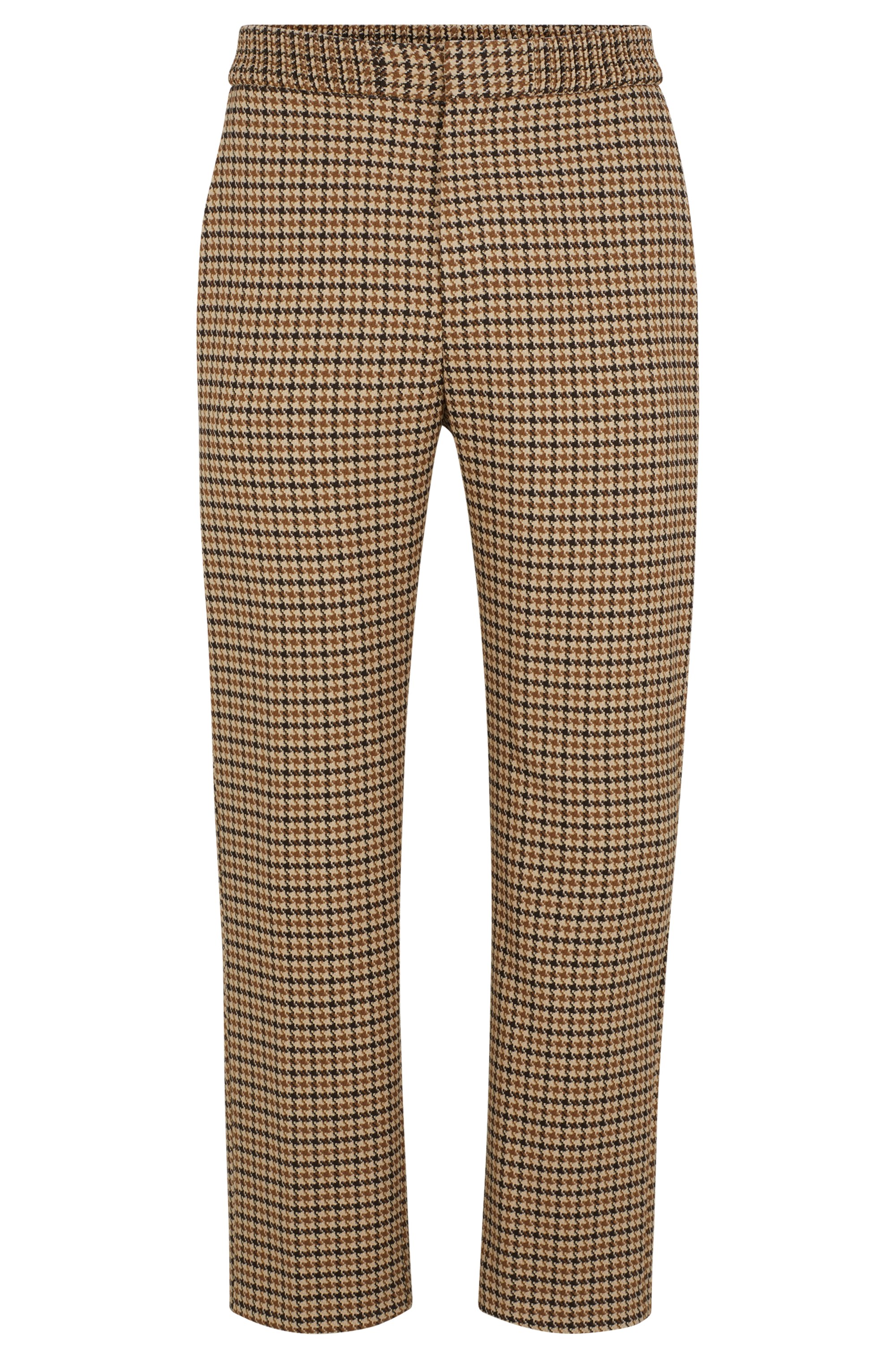 HUGO  50520372 Taro243X Damen Stretch Hose mit Hahnentritt-Muster dark brown