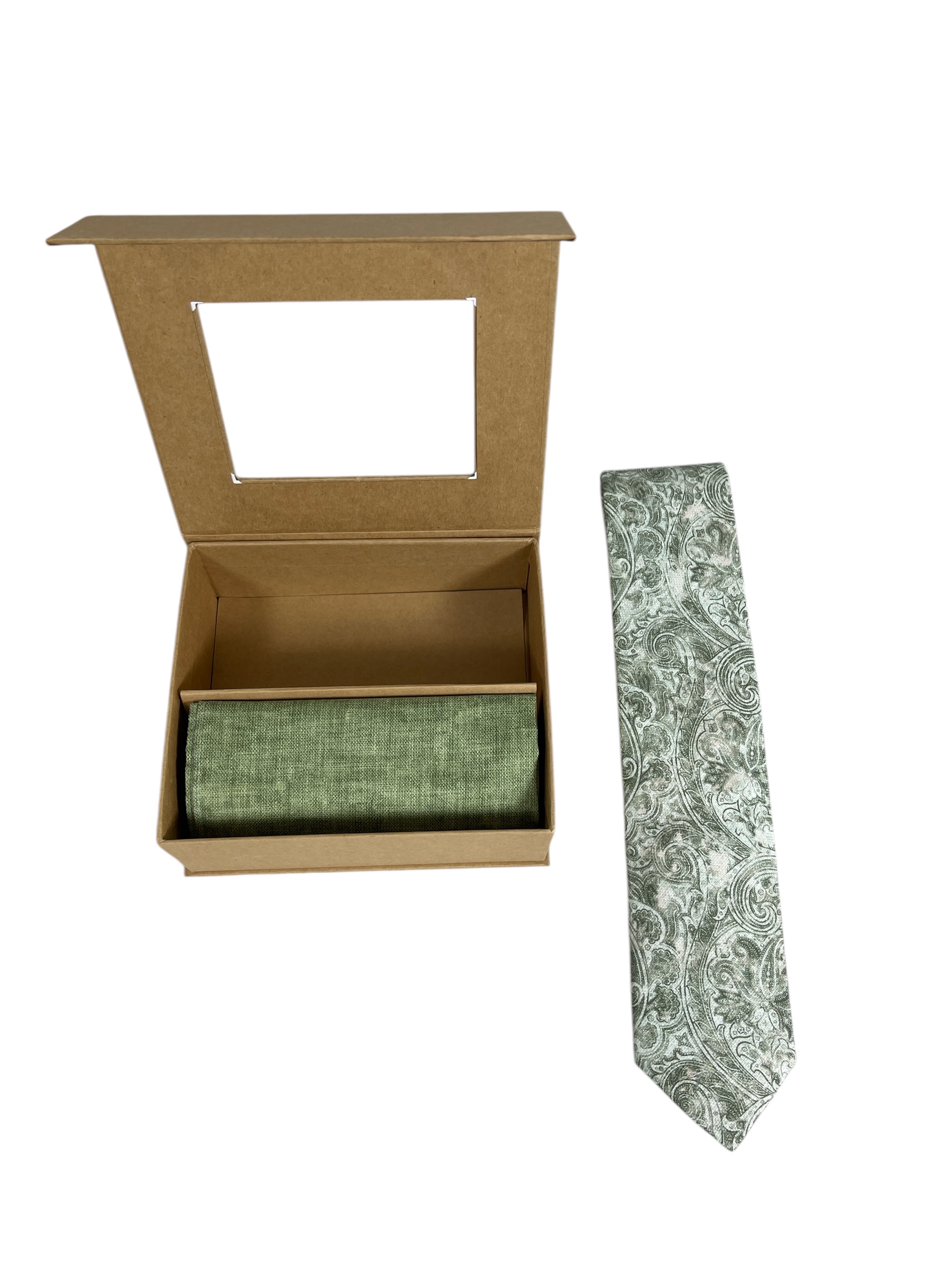 CINQUE ACC 01219 0003 Set: Krawatte und Einstecktuch oliv fantasie