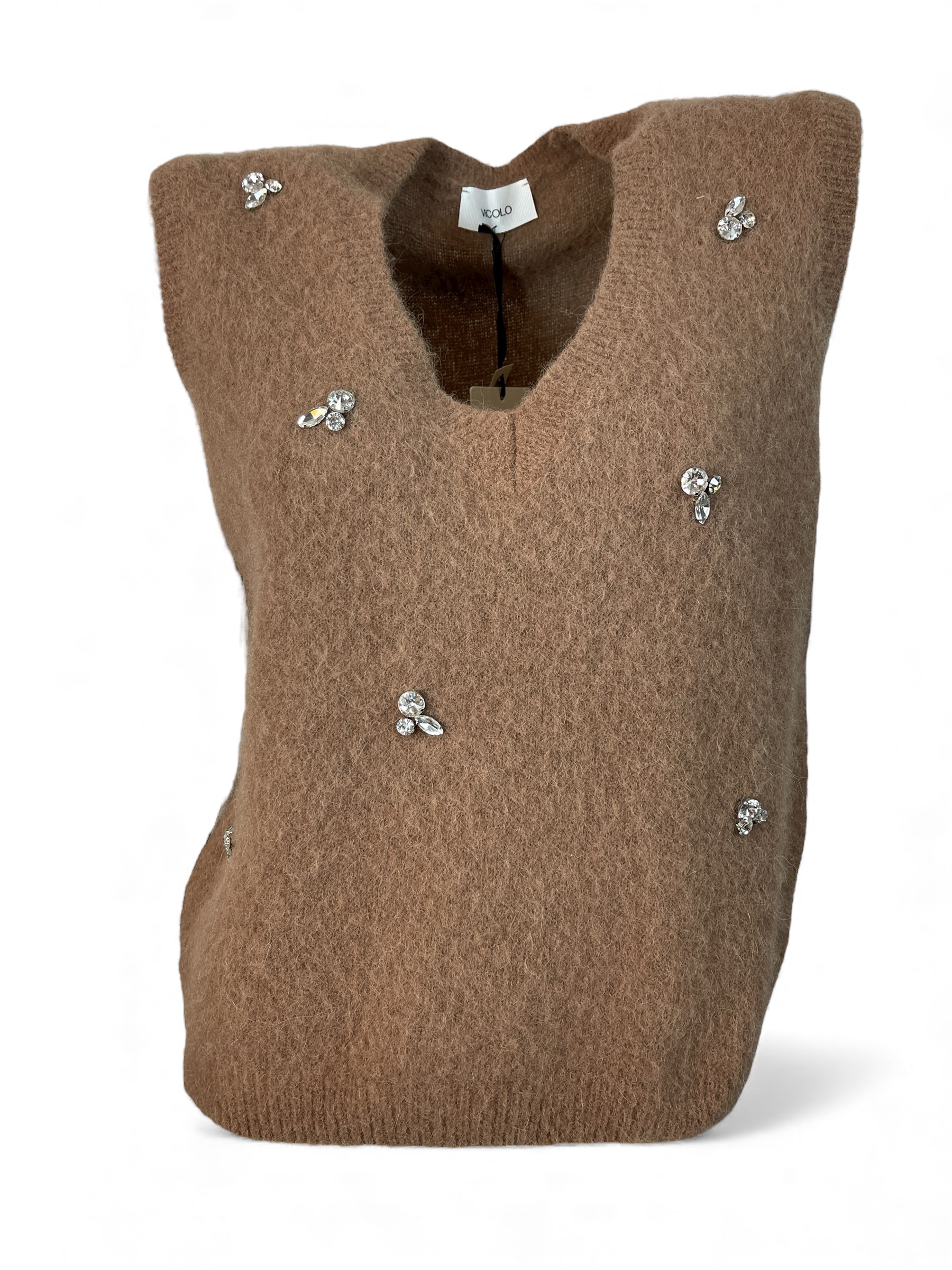 VICOLO 55049F DAMEN PULLOVER STRICKWESTE STRASS TABACCO VICOLO 55049F DAMEN PULLOVER STRICKWESTE STRASS TABACCO