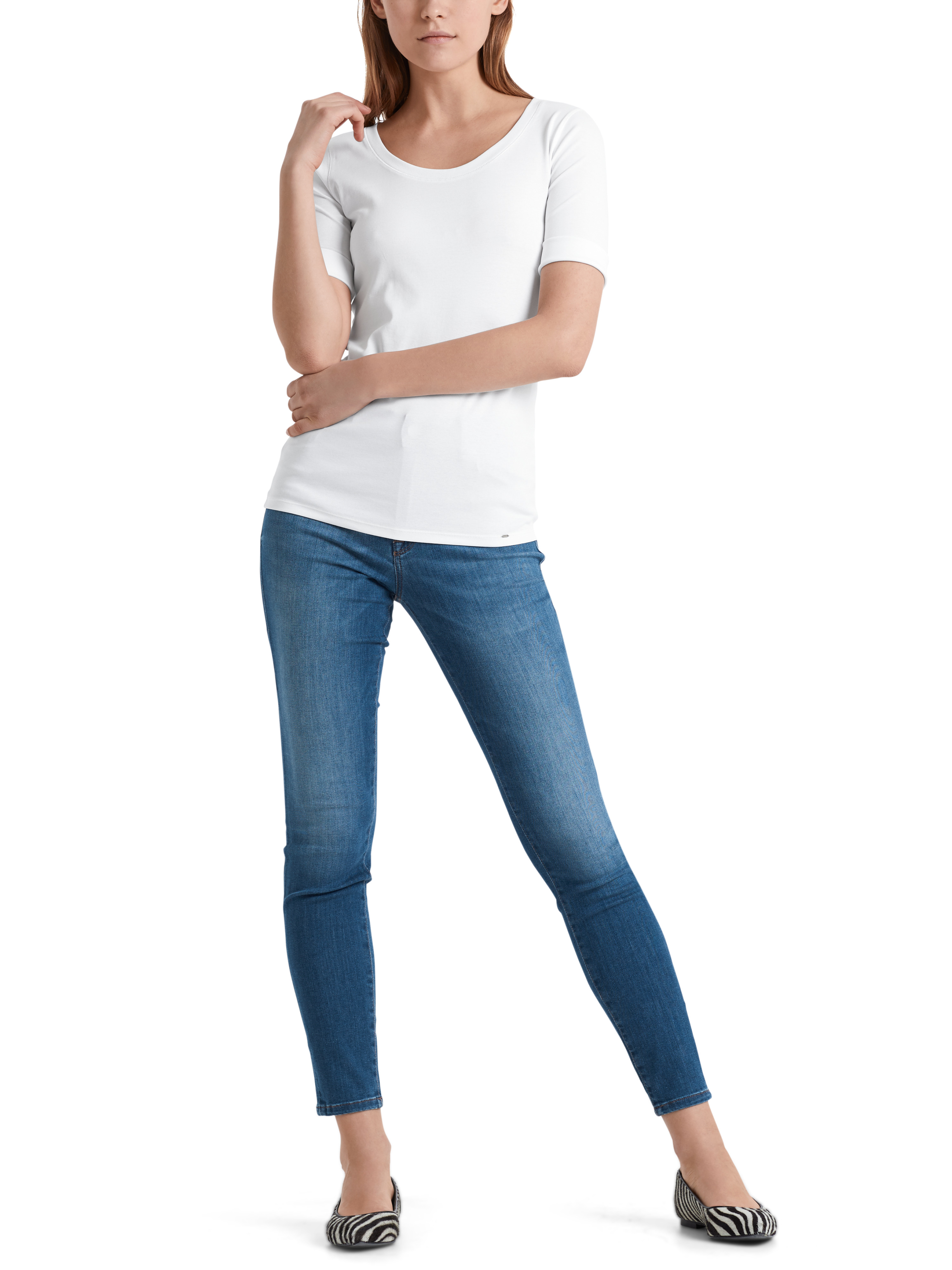 MARC CAIN +E 48.69 J14 hochwertiges Basic-Shirt weiss white 100