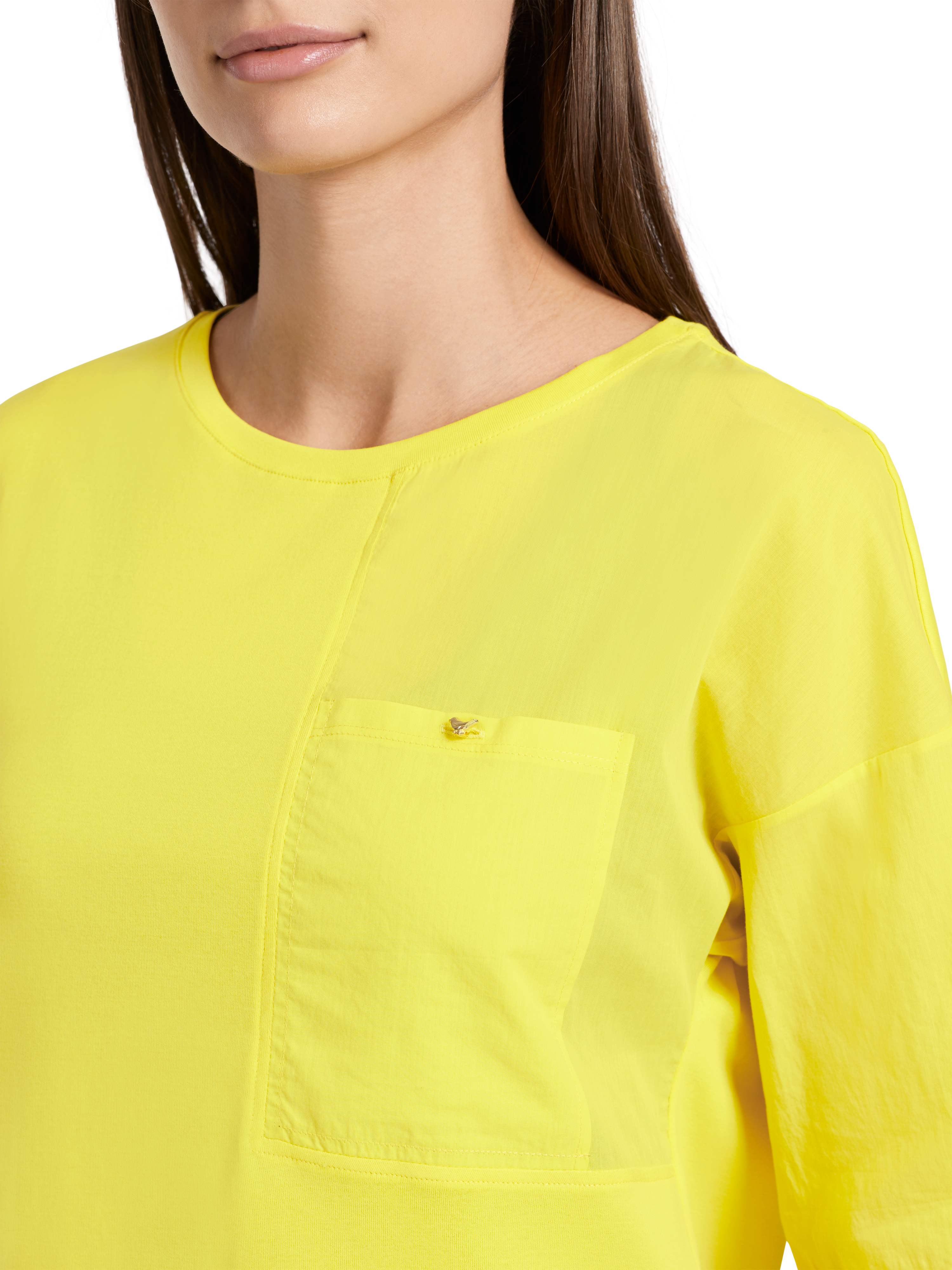 MARC CAIN VC 48.07 J14 T-Shirt mit Brusttasche soft lemon gelb 421