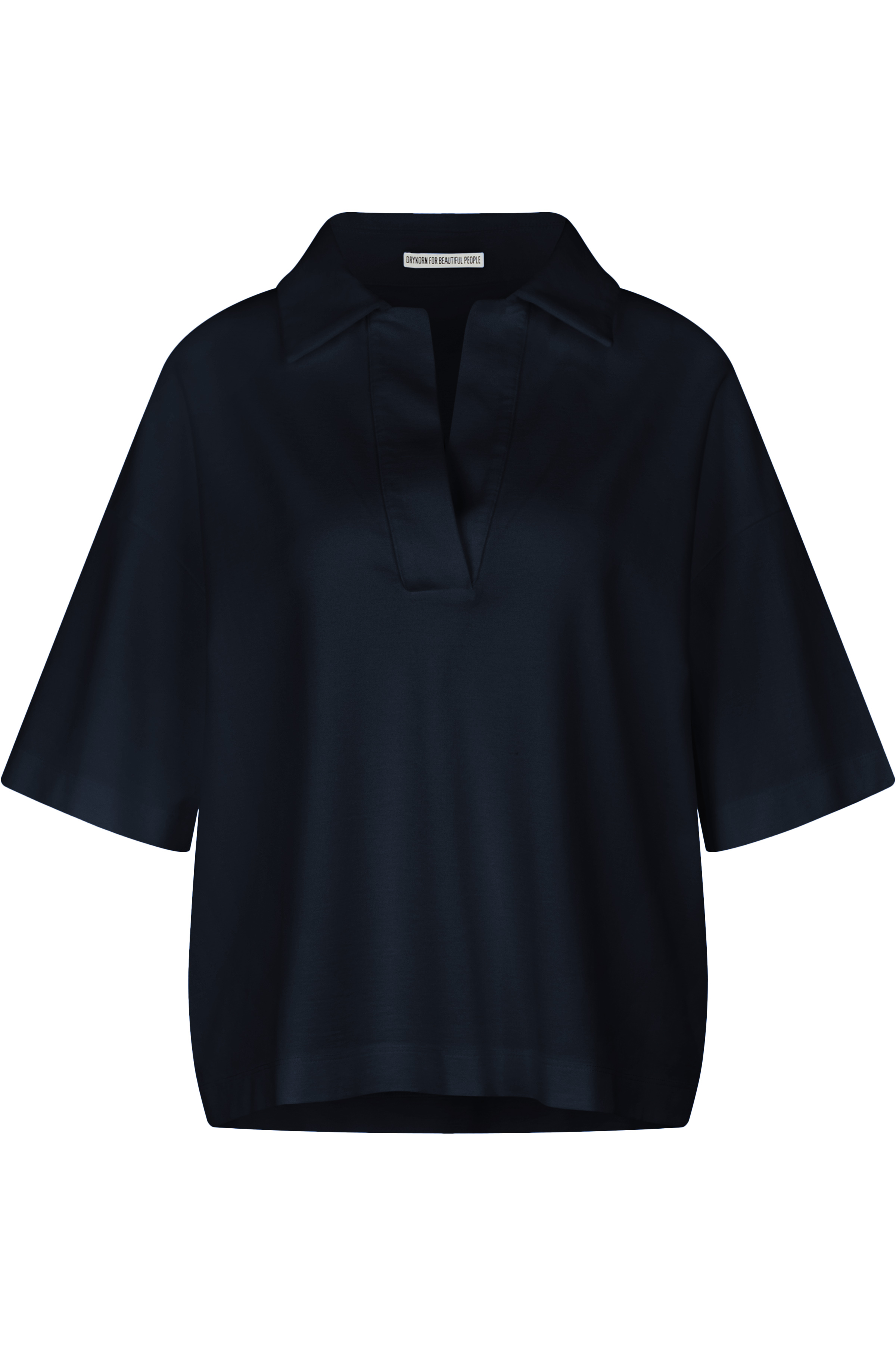 DRYKORN 522013 JARNA 10 Damen Poloshirt aus leichtem Material-Mix Black Schwarz 1000